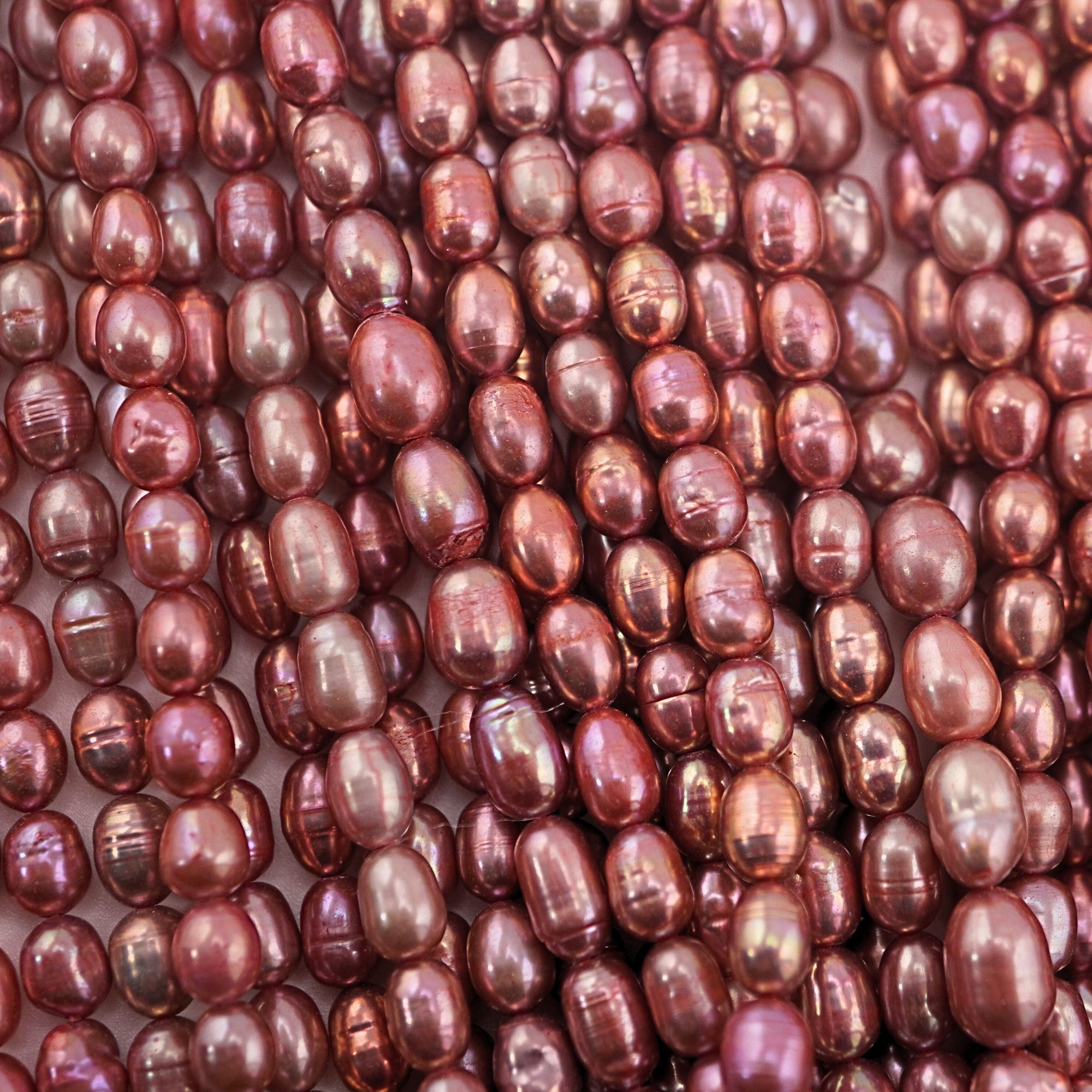 Raspberry Rice / Oval Freshwater Pearls Beads