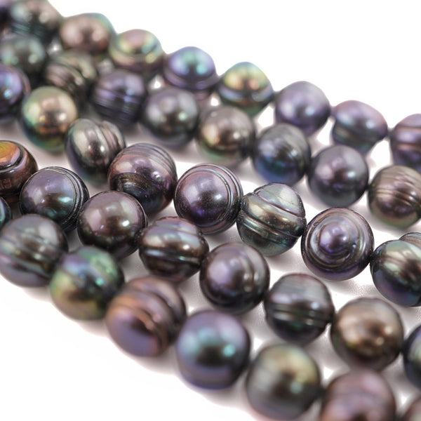 9 x 8-8 MM Peacock Oval Freshwater Pearls Beads