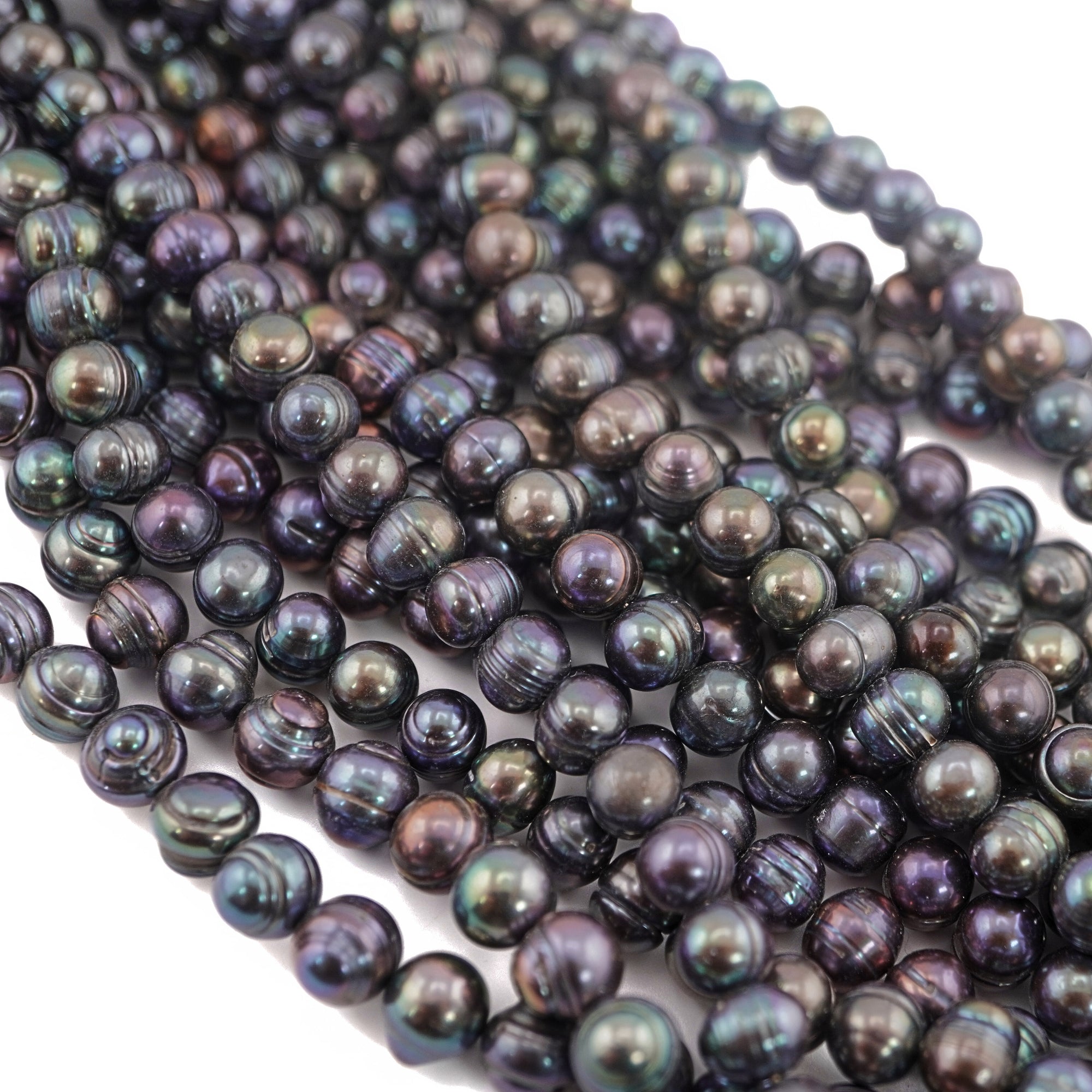 9 x 8-8 MM Peacock Oval Freshwater Pearls Beads