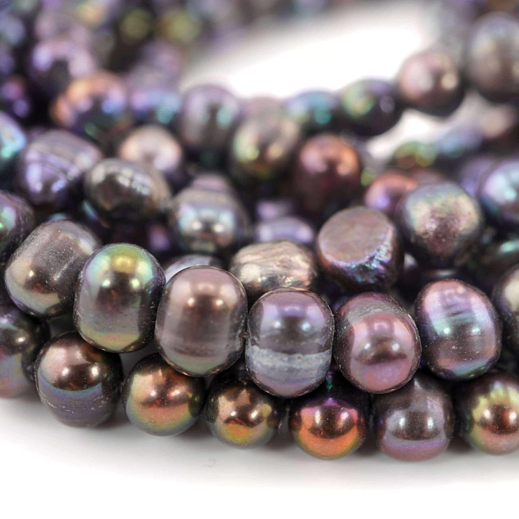 9 x 8 - 5 MM Peacock Oval Freshwater Pearls Beads