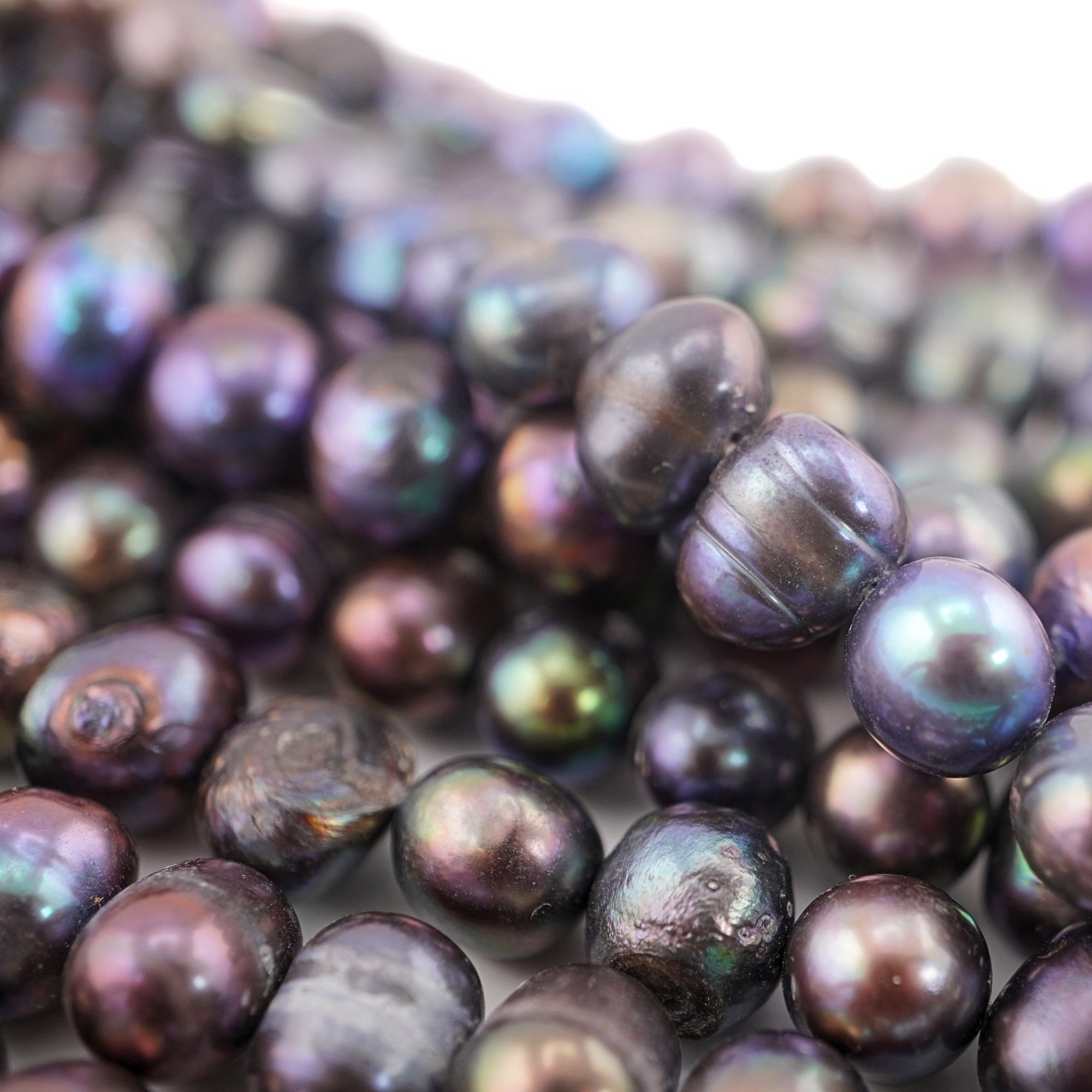 9 x 8 - 5 MM Peacock Oval Freshwater Pearls Beads