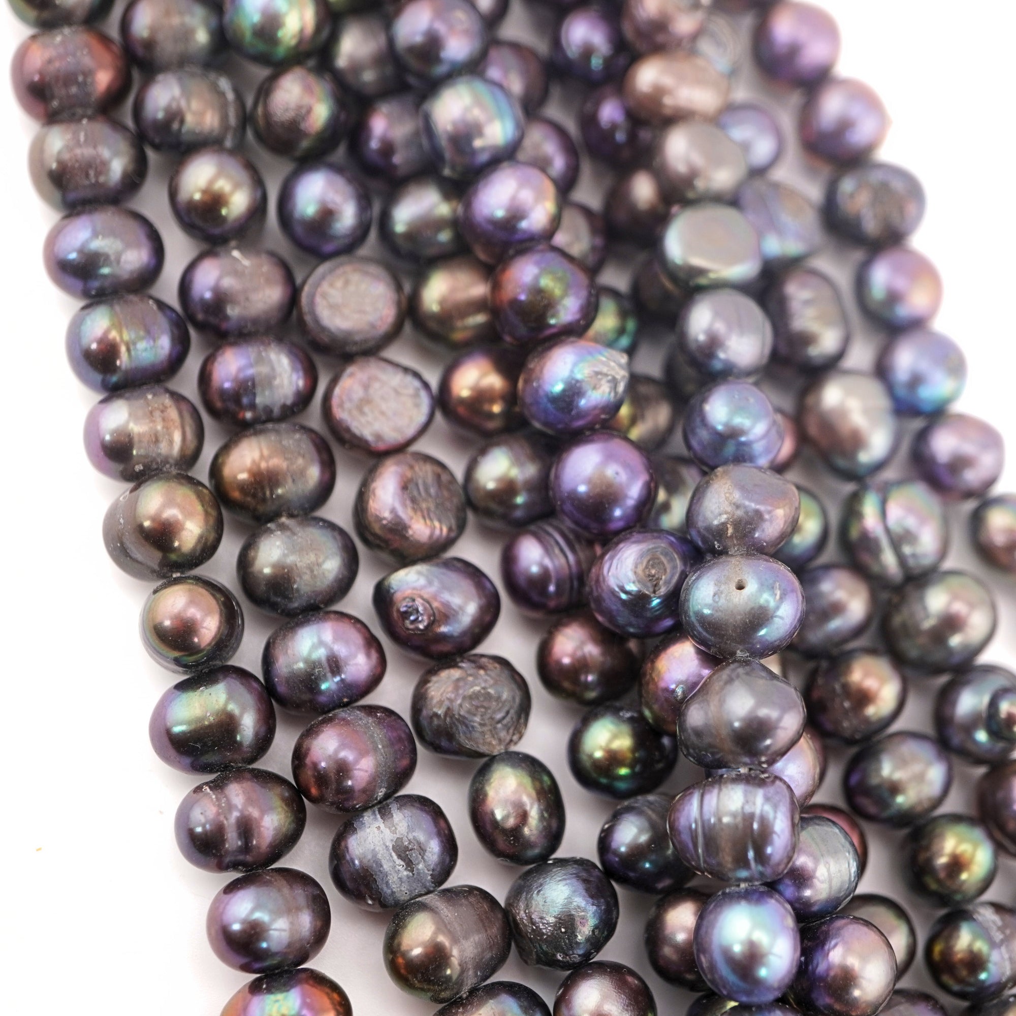 9 x 8 - 5 MM Peacock Oval Freshwater Pearls Beads