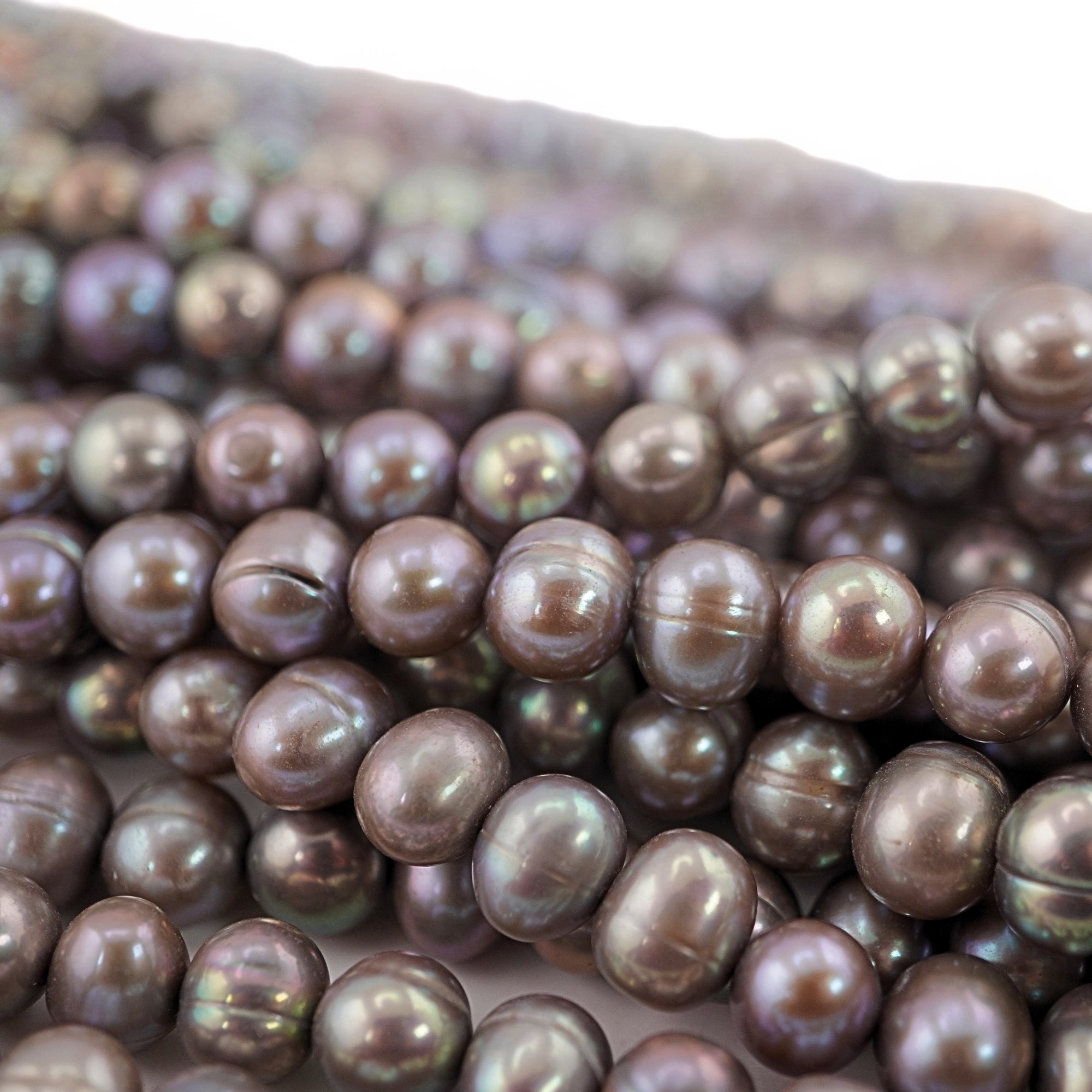 Peacock Plum Oval Freshwater Pearls Beads