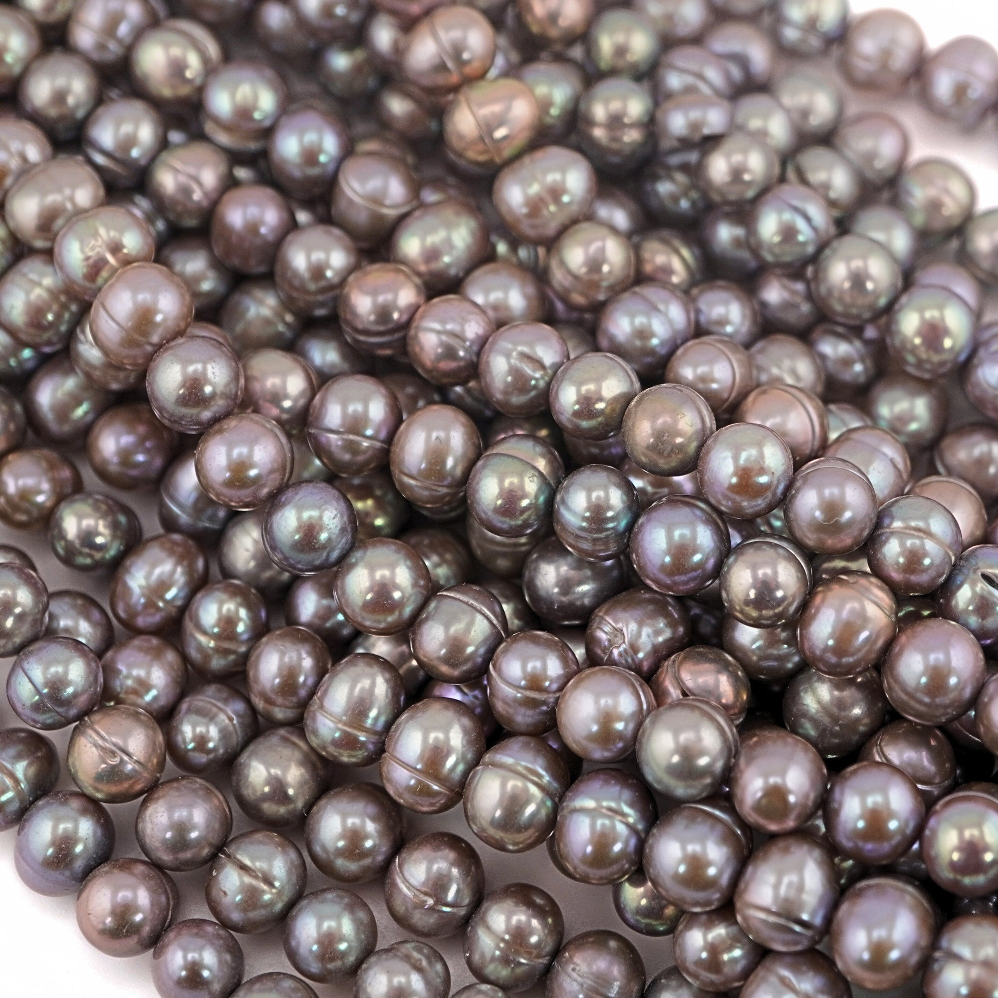 Peacock Plum Oval Freshwater Pearls Beads