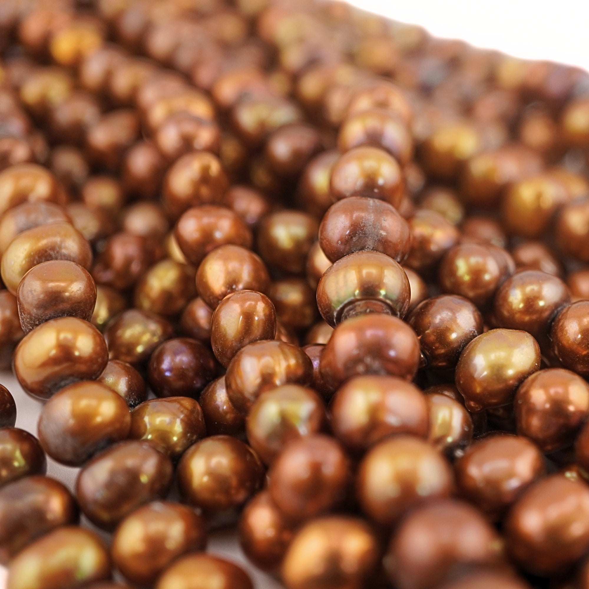 8 x 7 - 7 x 6 MM Chocolate Gold Potato Freshwater Pearls Beads