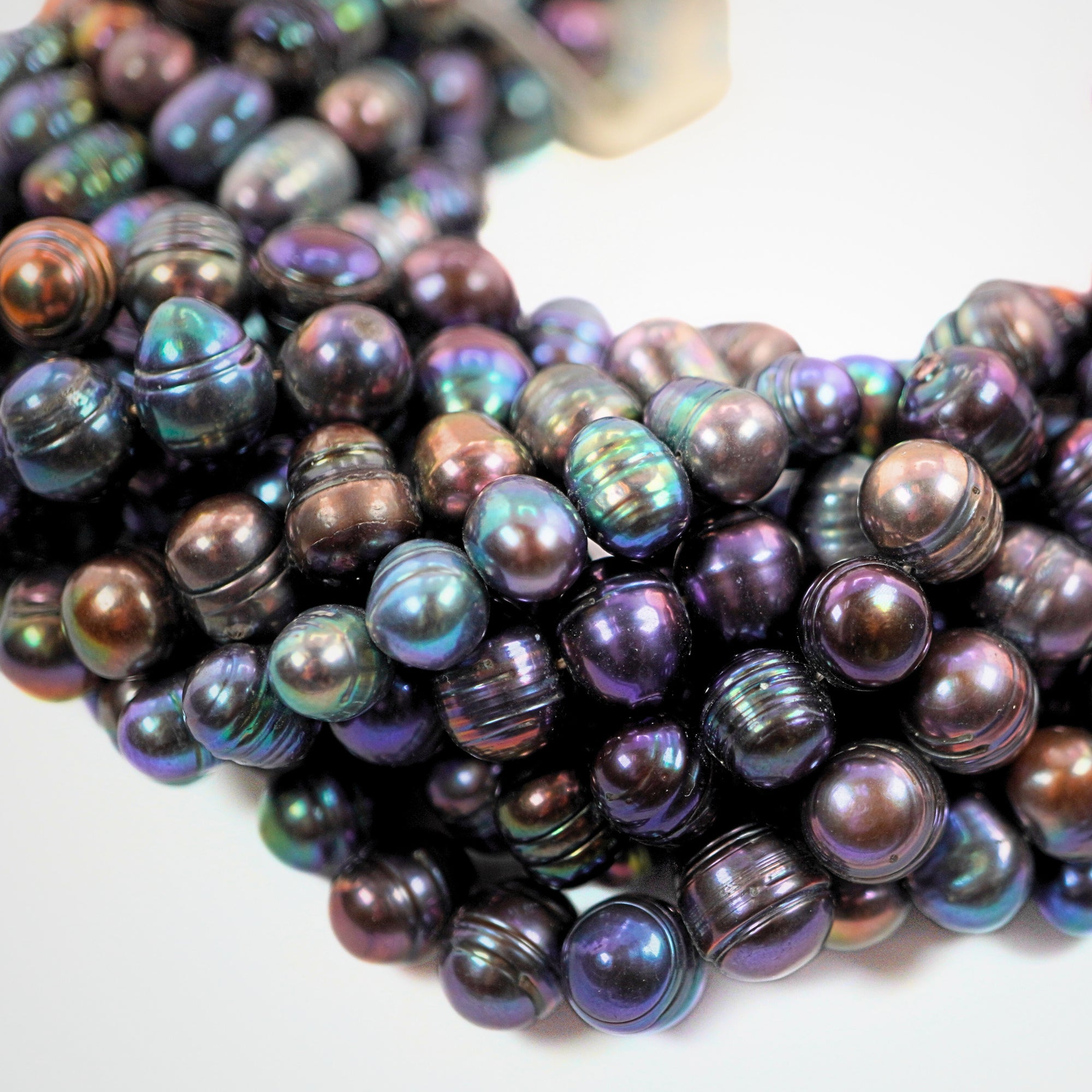 9 x 9 - 11 x 8 MM Peacock Oval Freshwater Pearls Beads