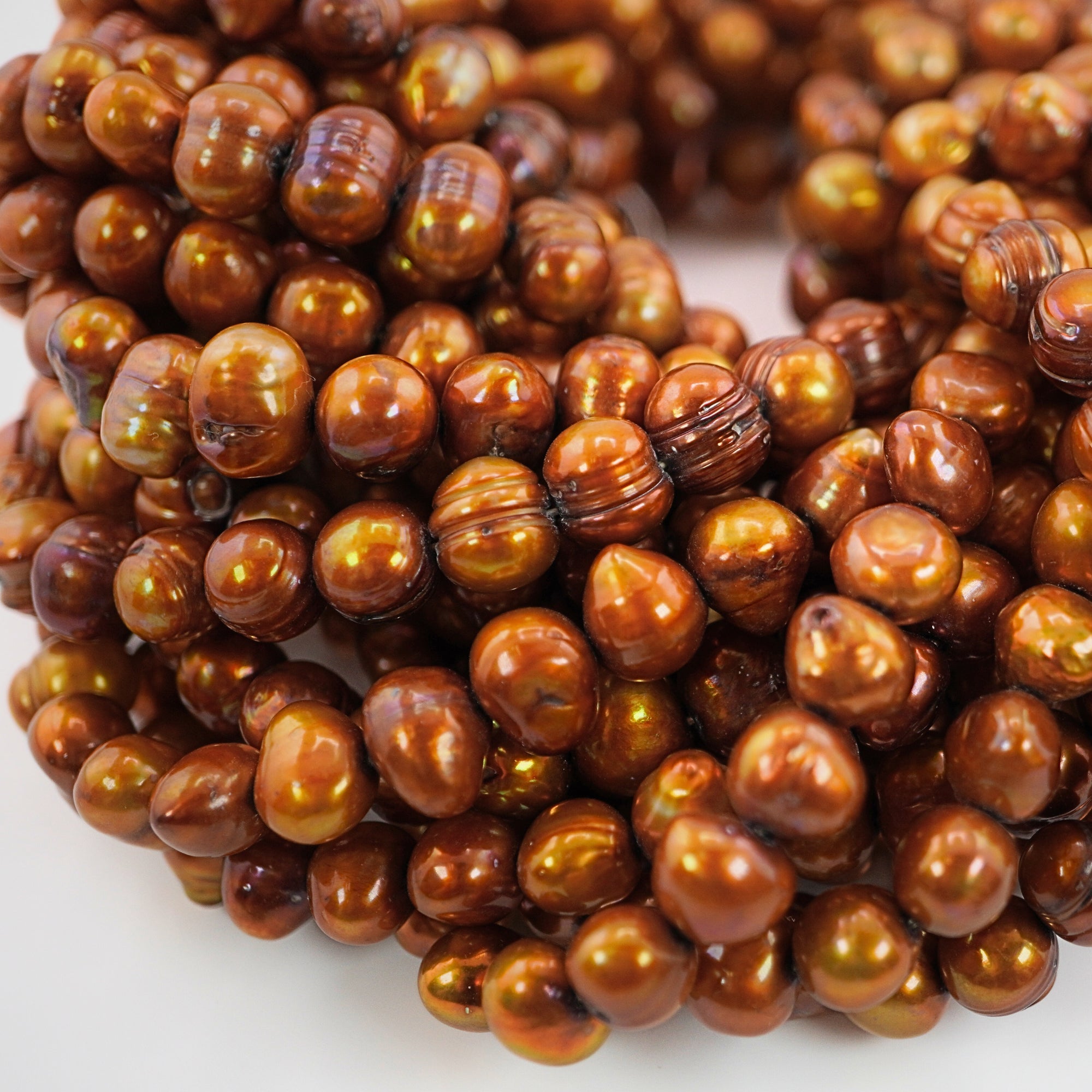 Golden Oval Freshwater Pearls Beads