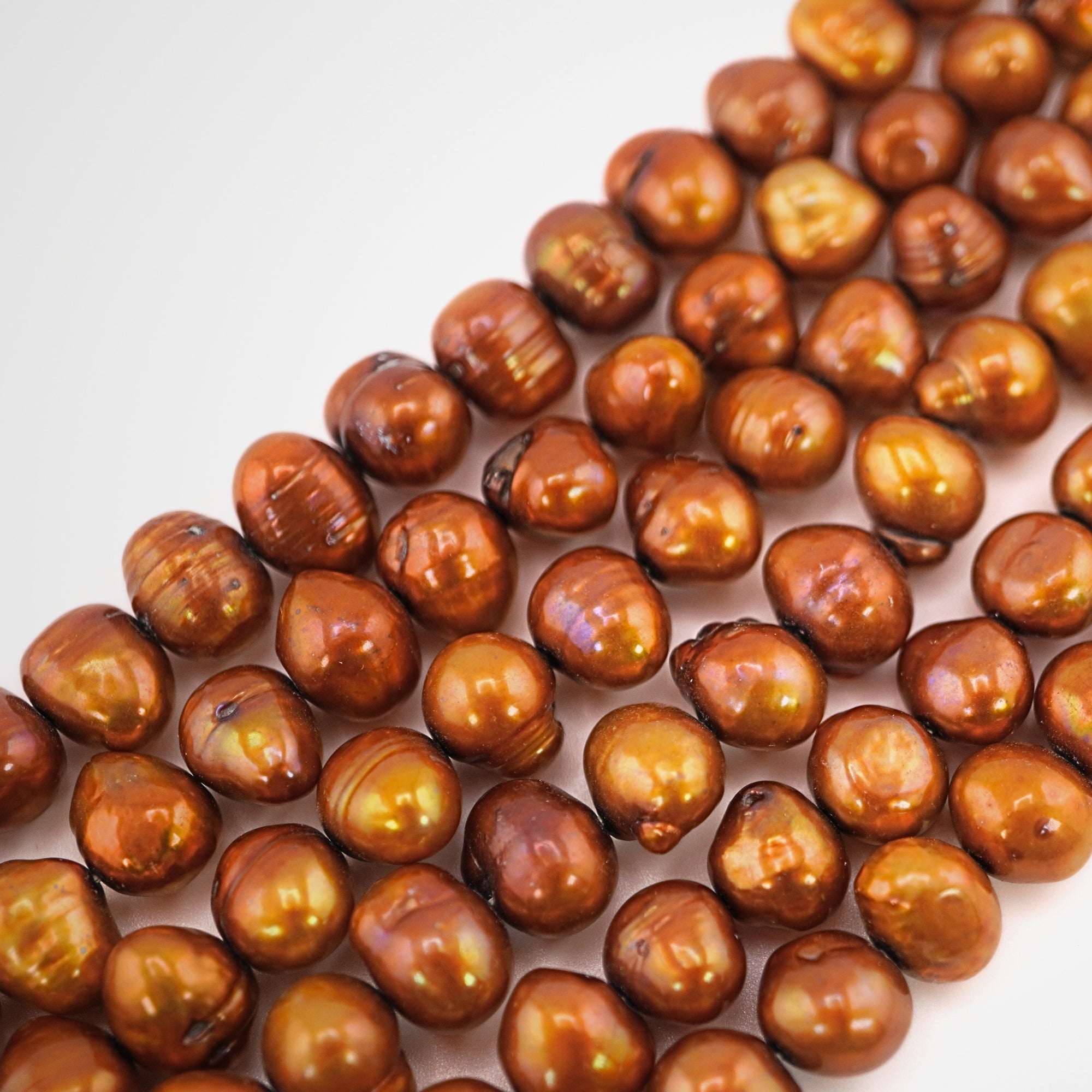 Golden Oval Freshwater Pearls Beads