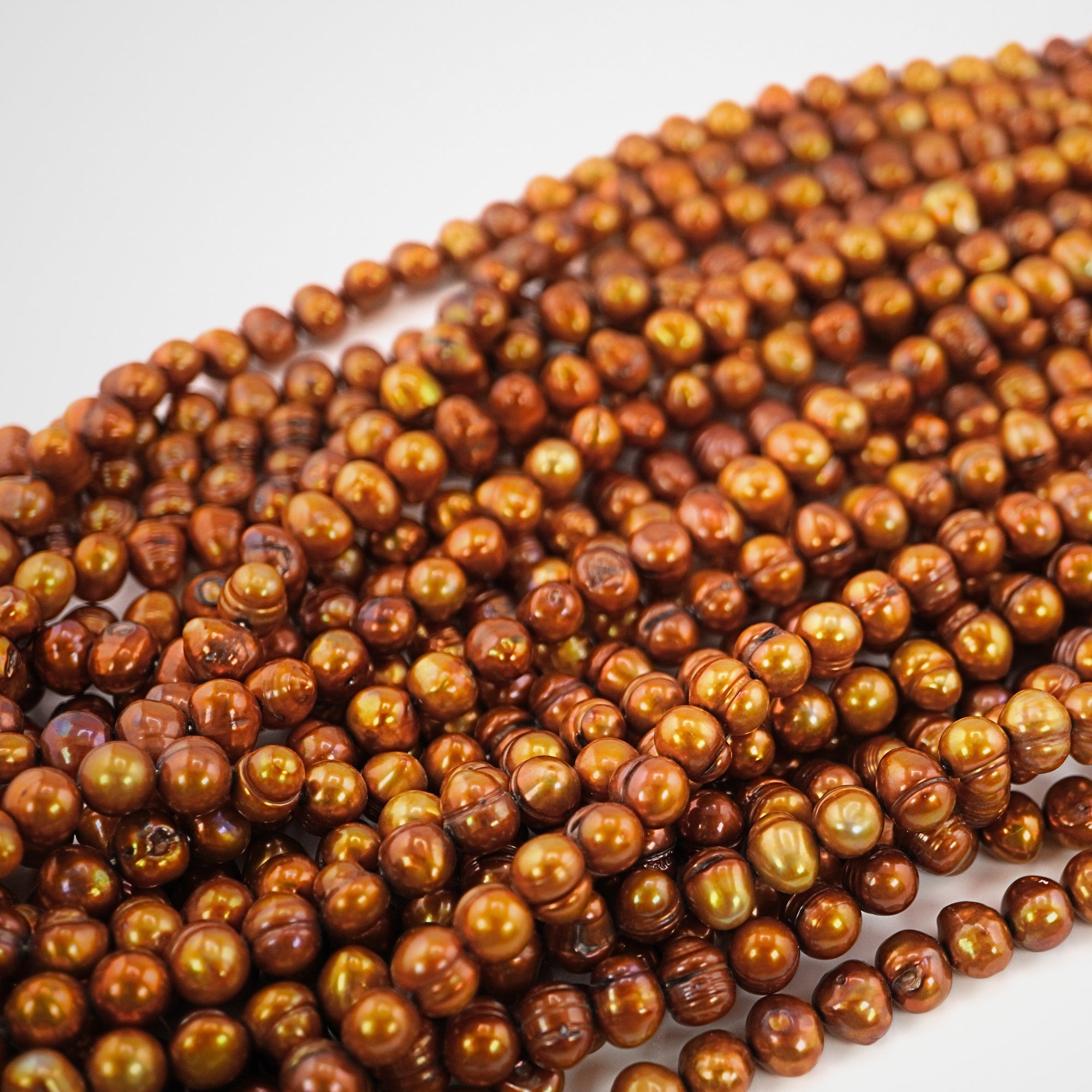 Golden Oval Freshwater Pearls Beads