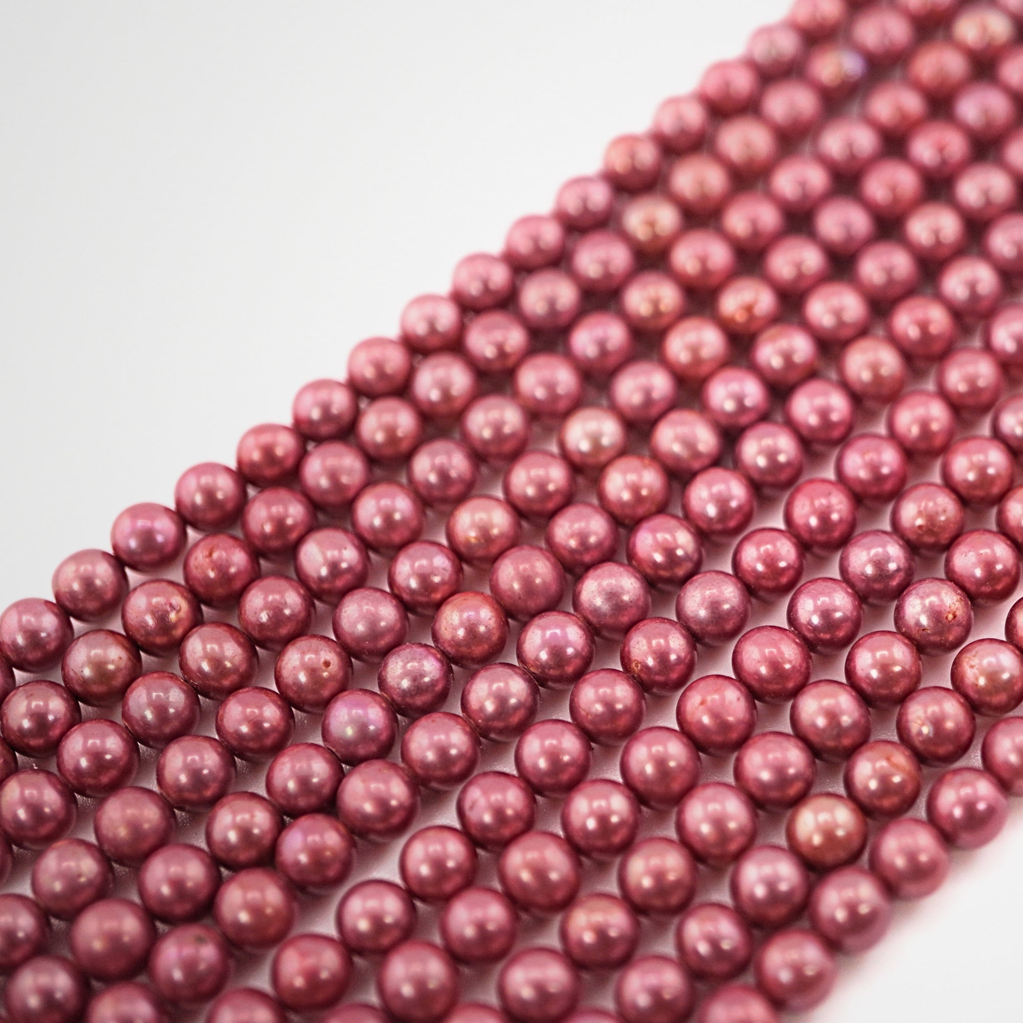 Raspberry Round Freshwater Pearls Beads