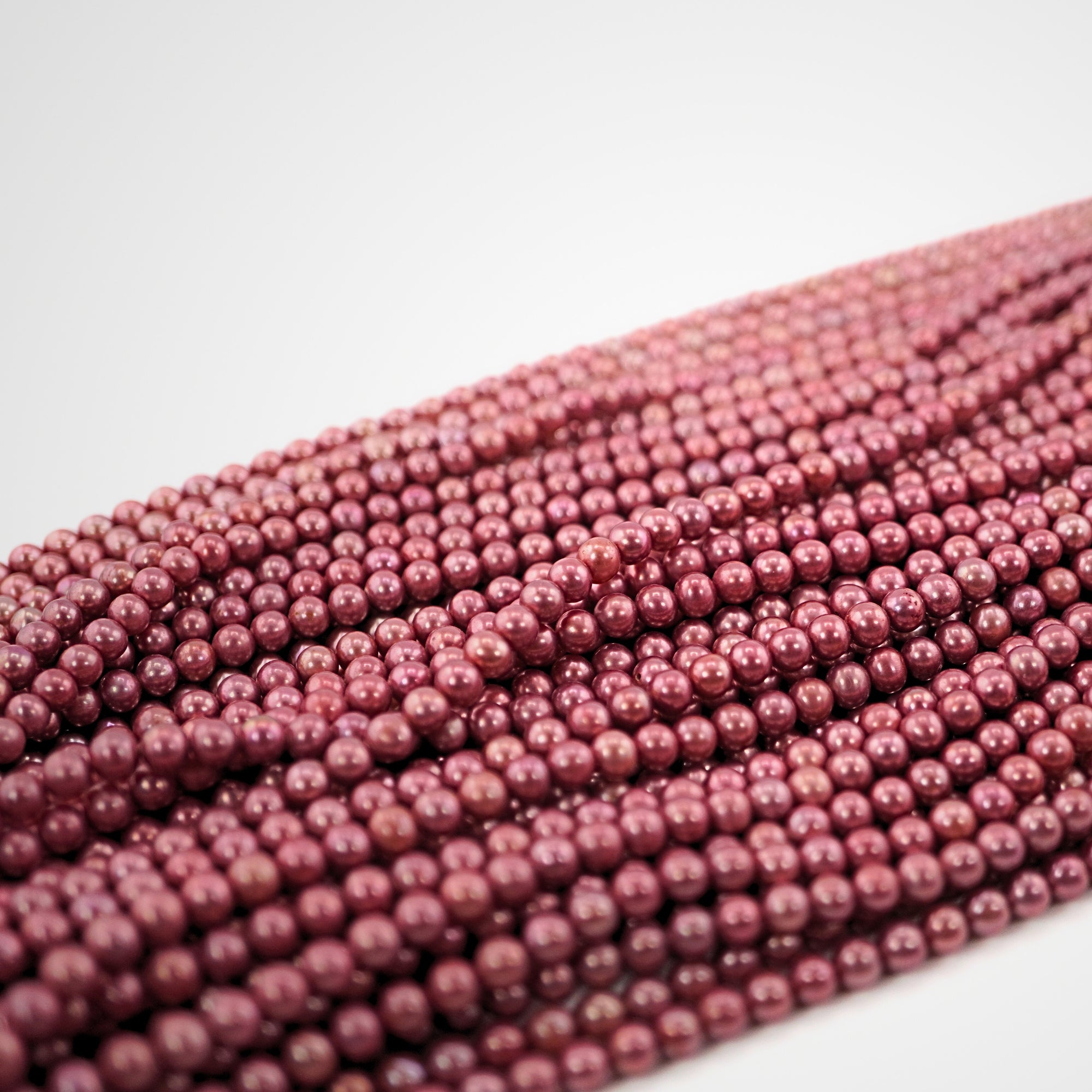 Raspberry Round Freshwater Pearls Beads