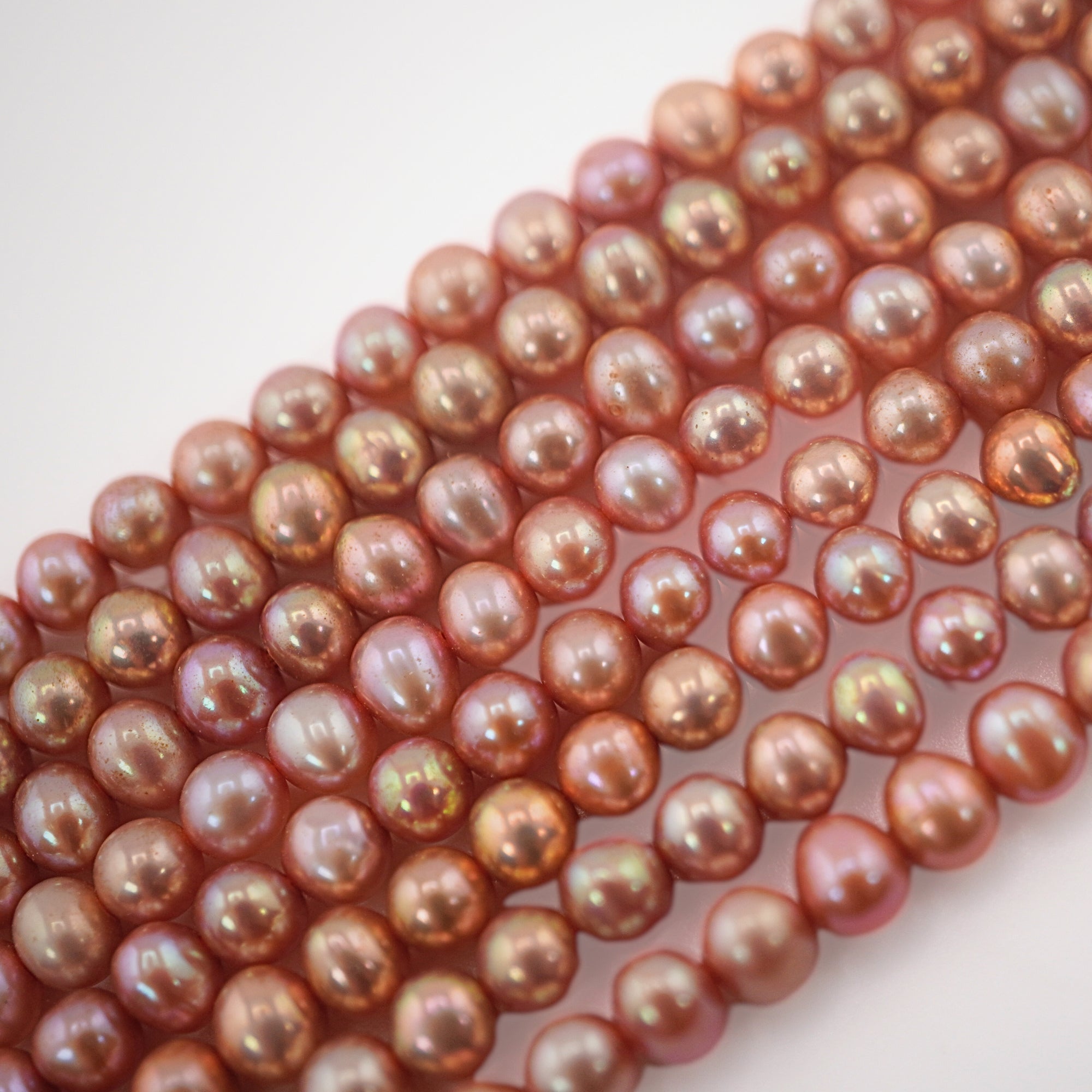 Peach Round Freshwater Pearls Beads