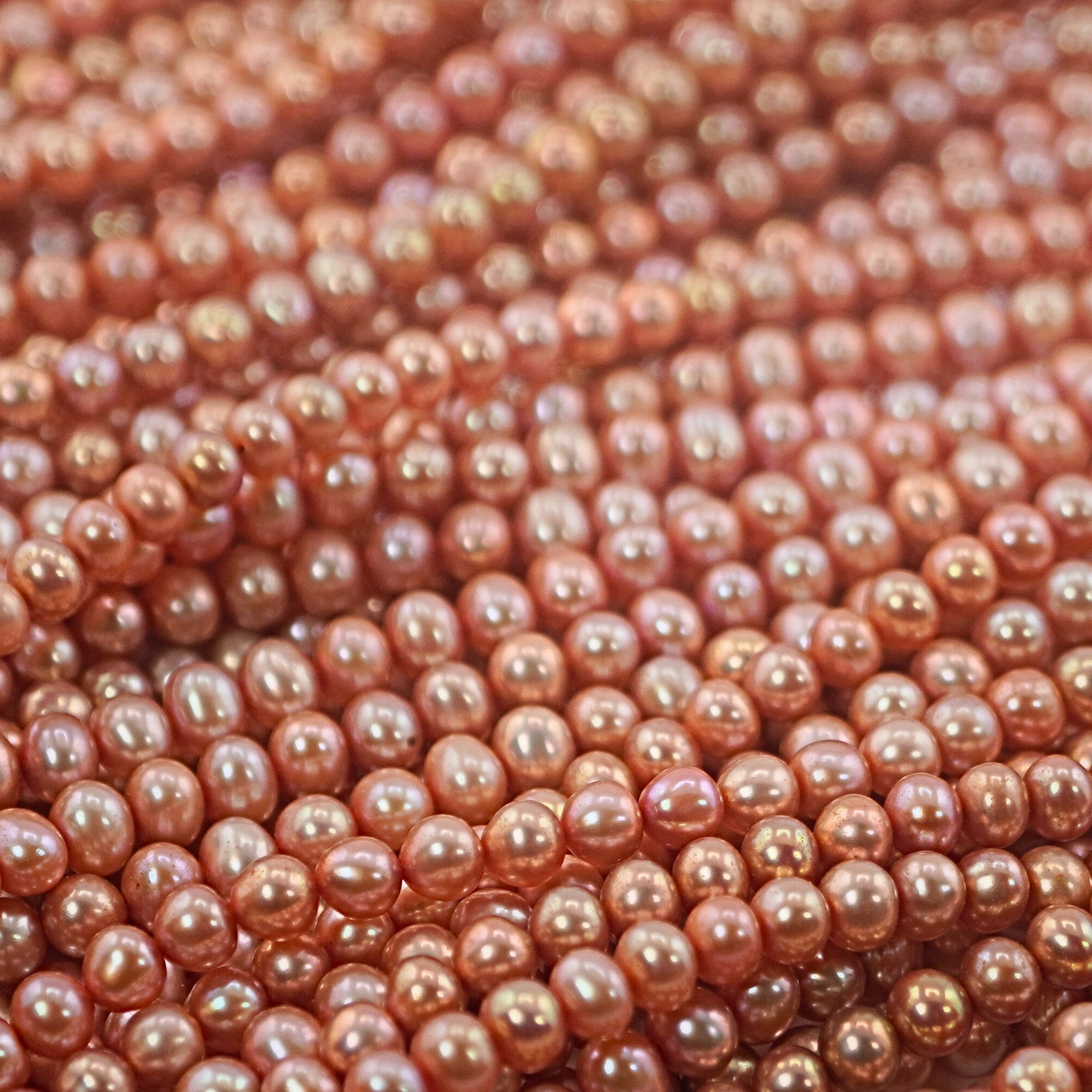 Peach Round Freshwater Pearls Beads