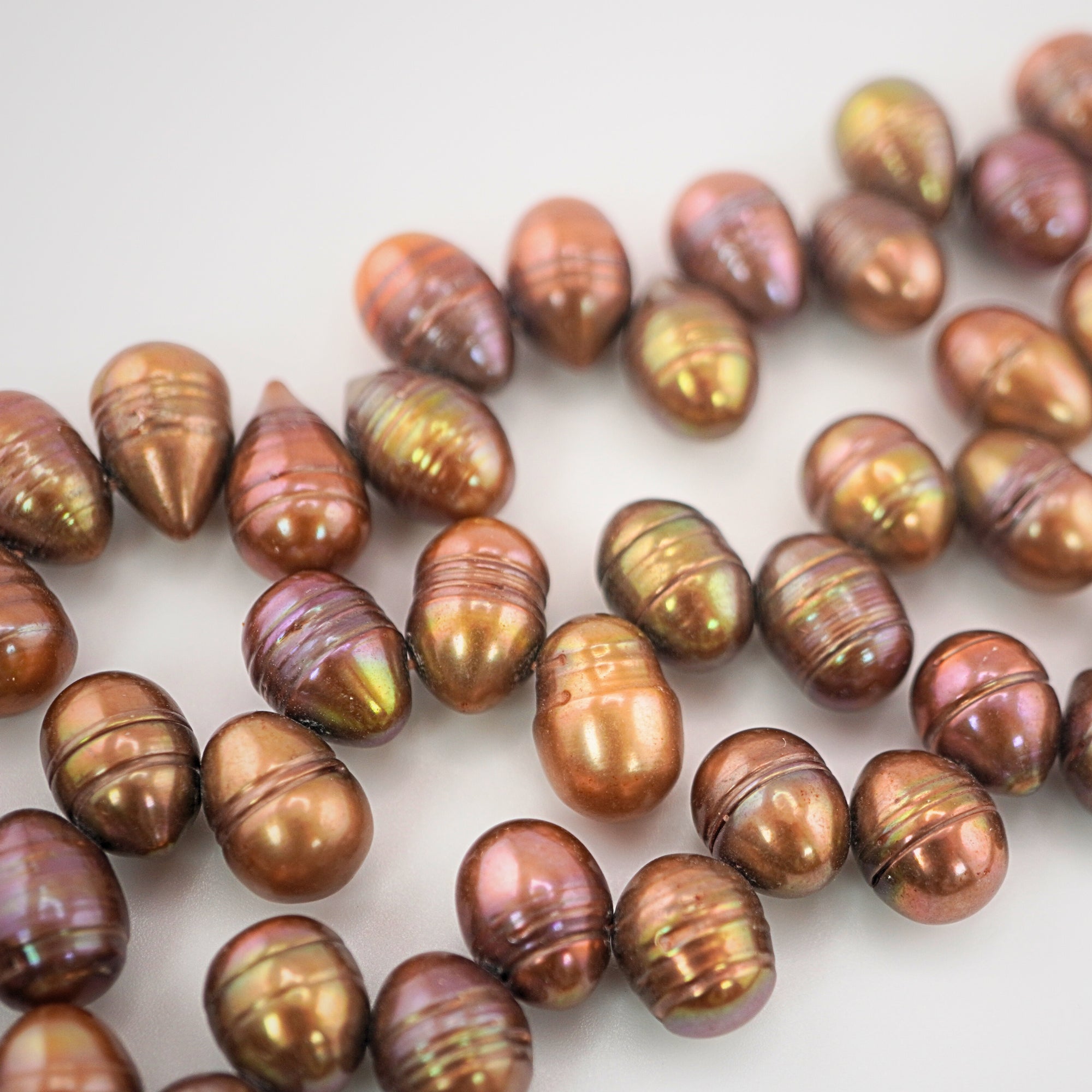 Golden Brown Oval Freshwater Pearls Beads