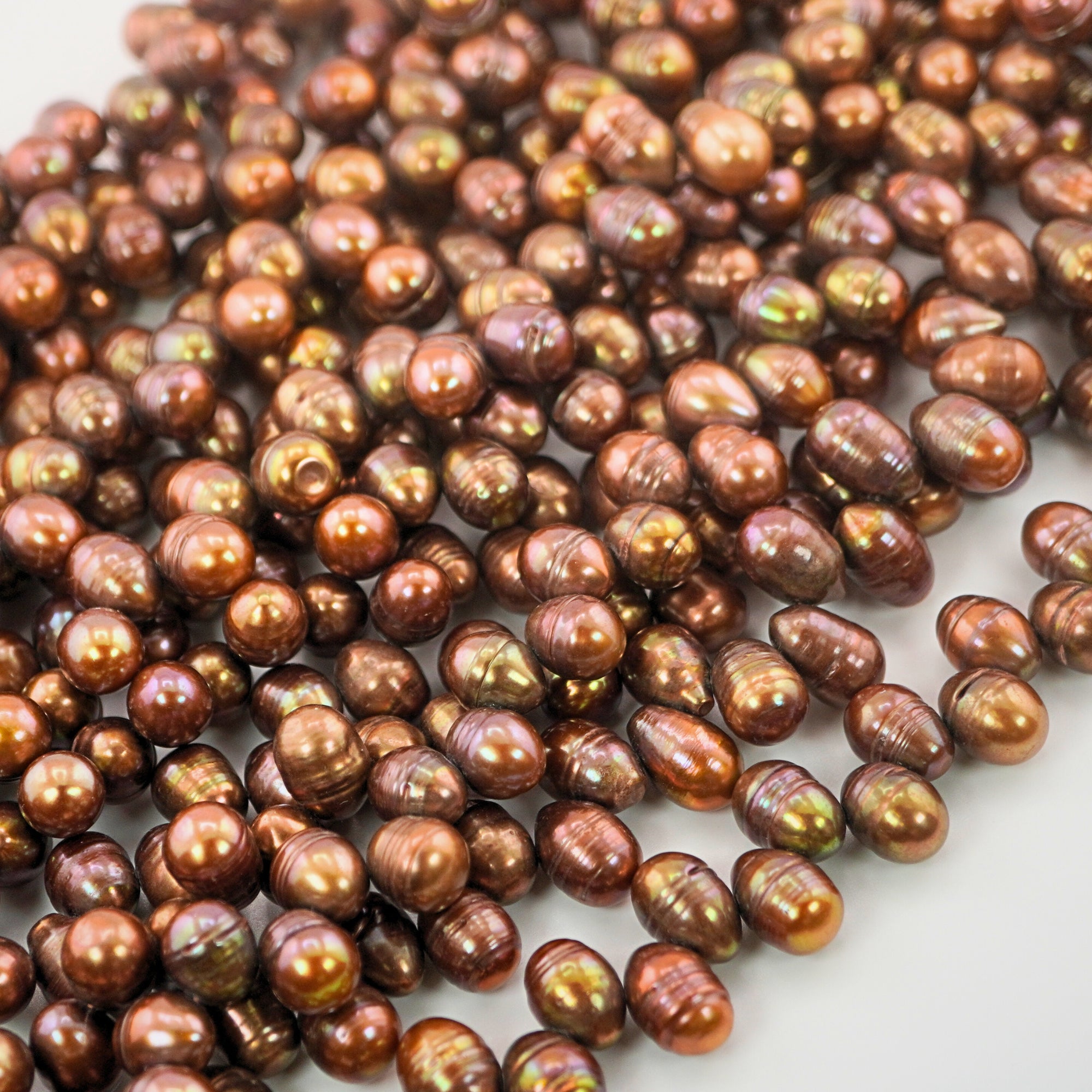 Golden Brown Oval Freshwater Pearls Beads