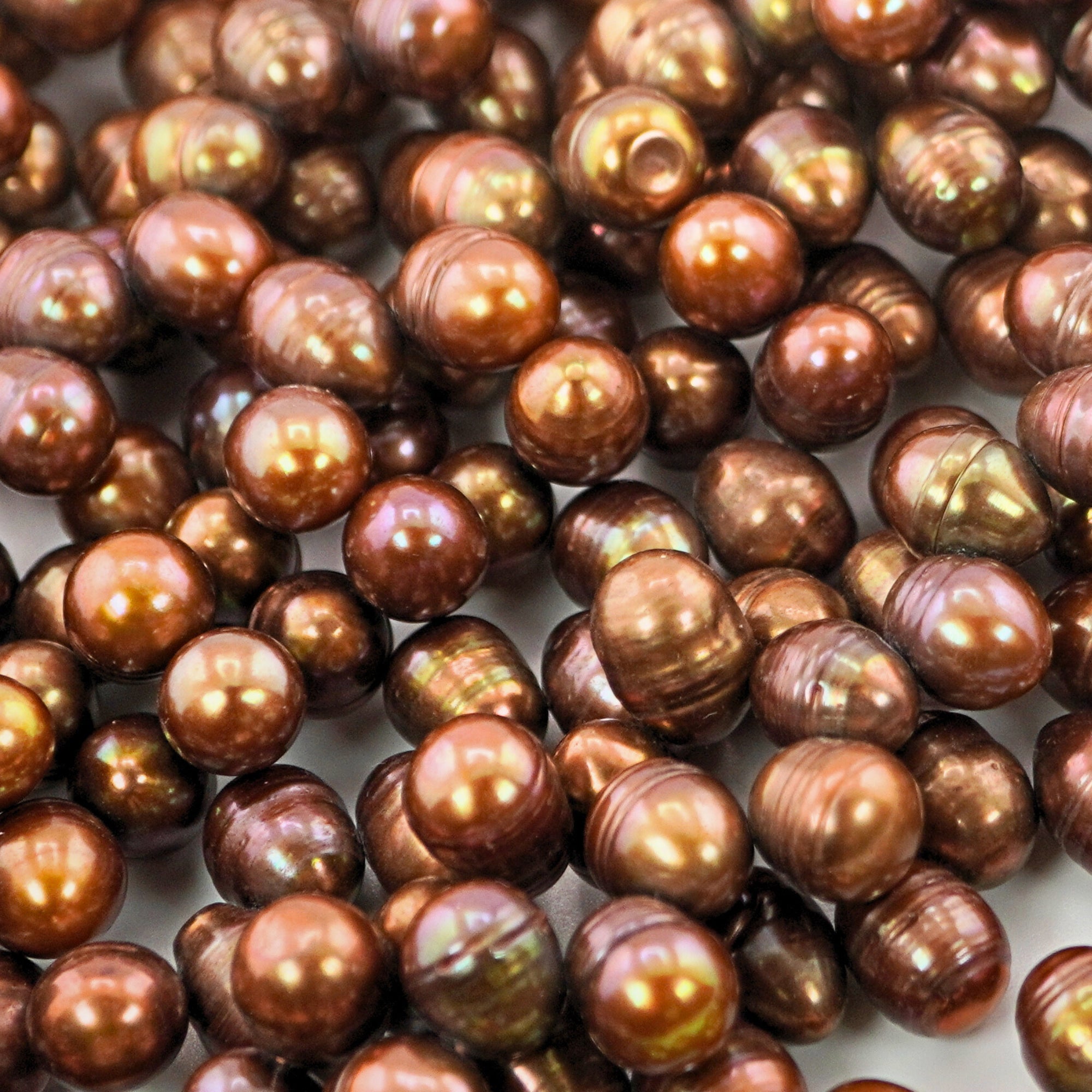 Golden Brown Oval Freshwater Pearls Beads