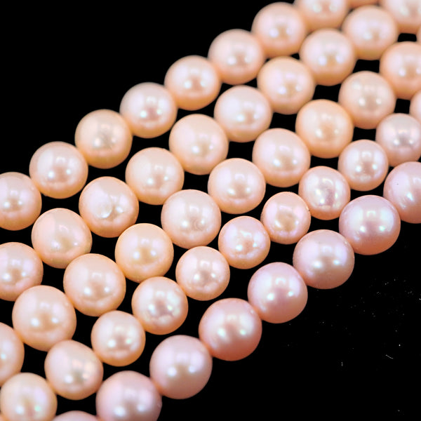 7 x 6 MM Pink Oval Freshwater Pearls Beads