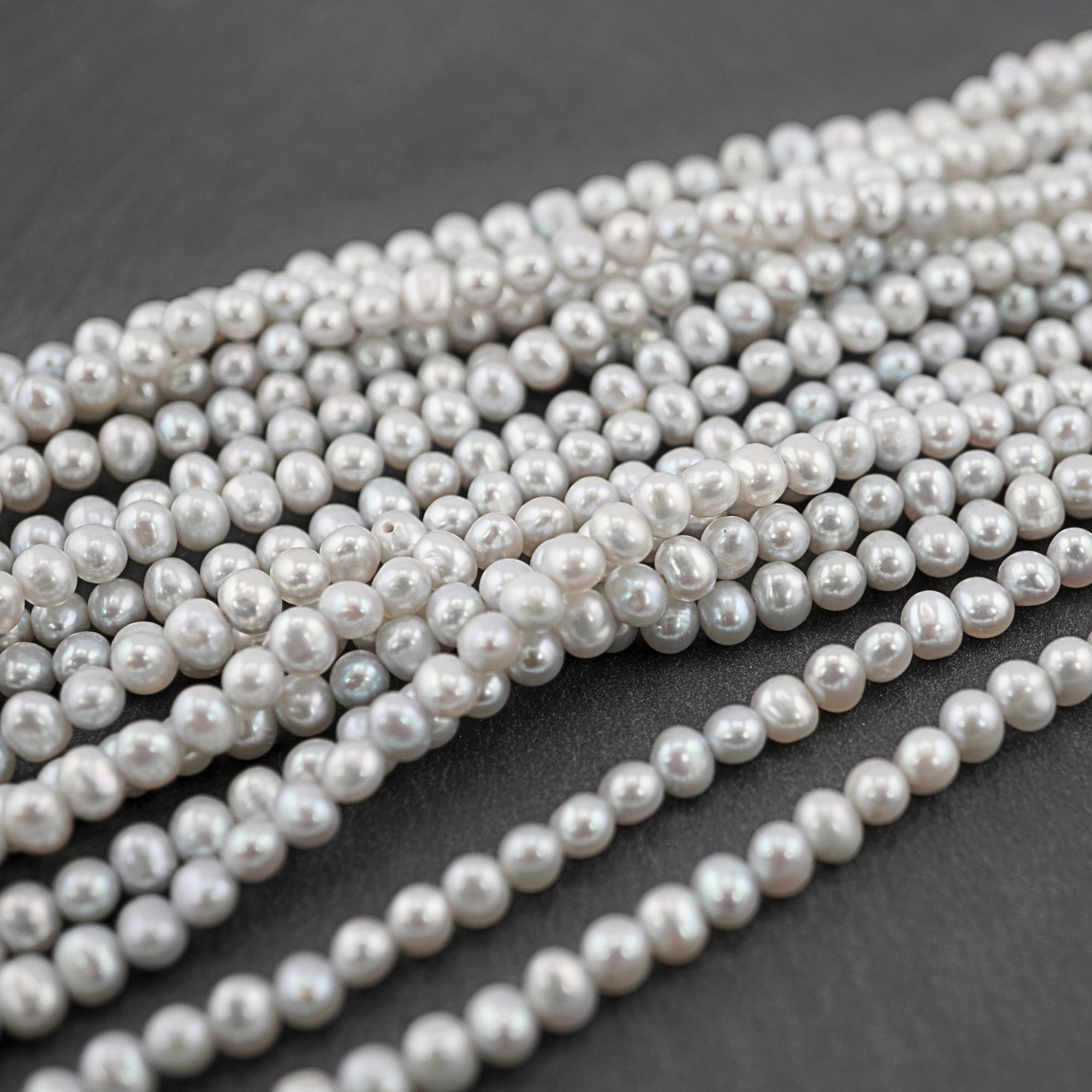 3 - 4 MM Sky Blue Round Freshwater Pearls Beads