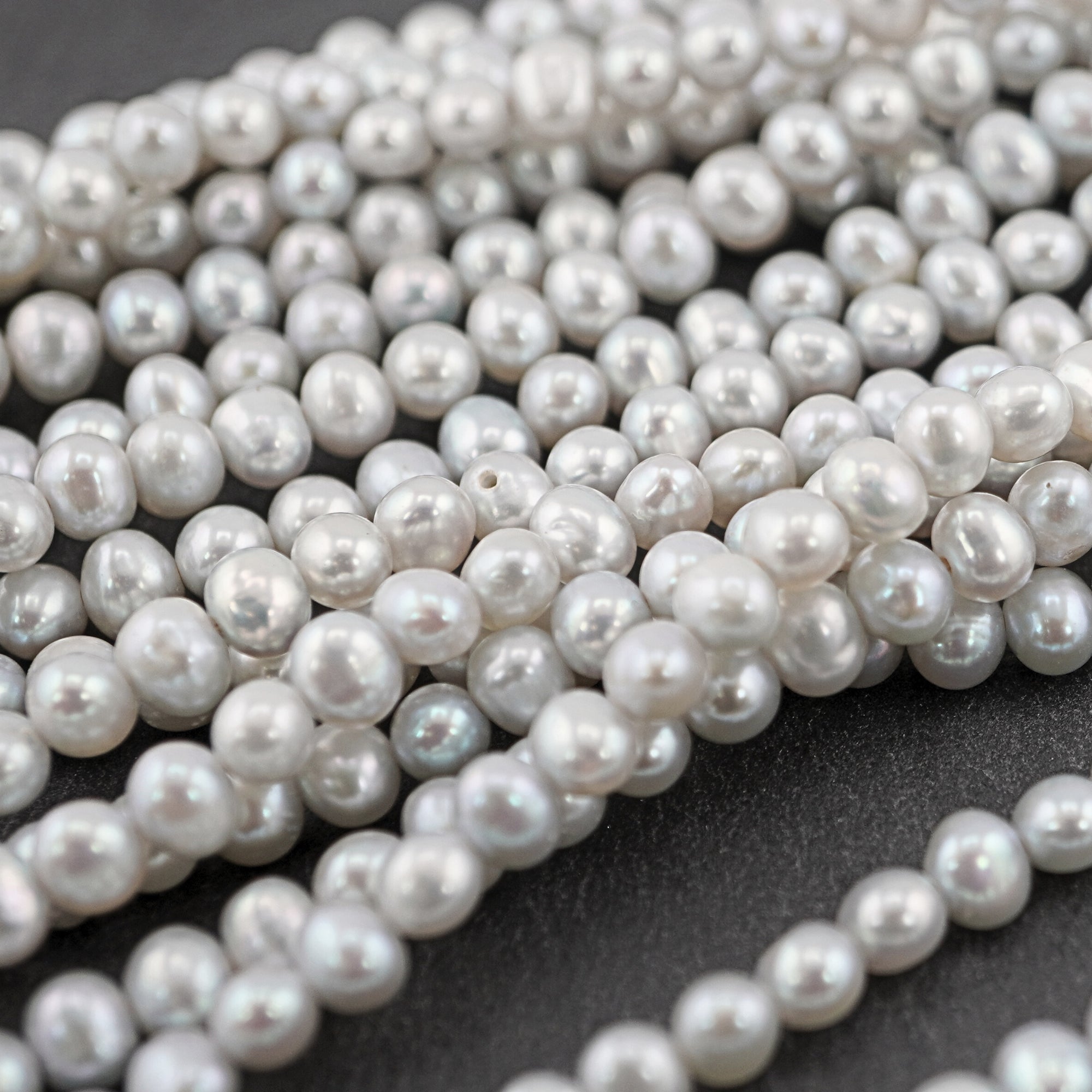 3 - 4 MM Sky Blue Round Freshwater Pearls Beads