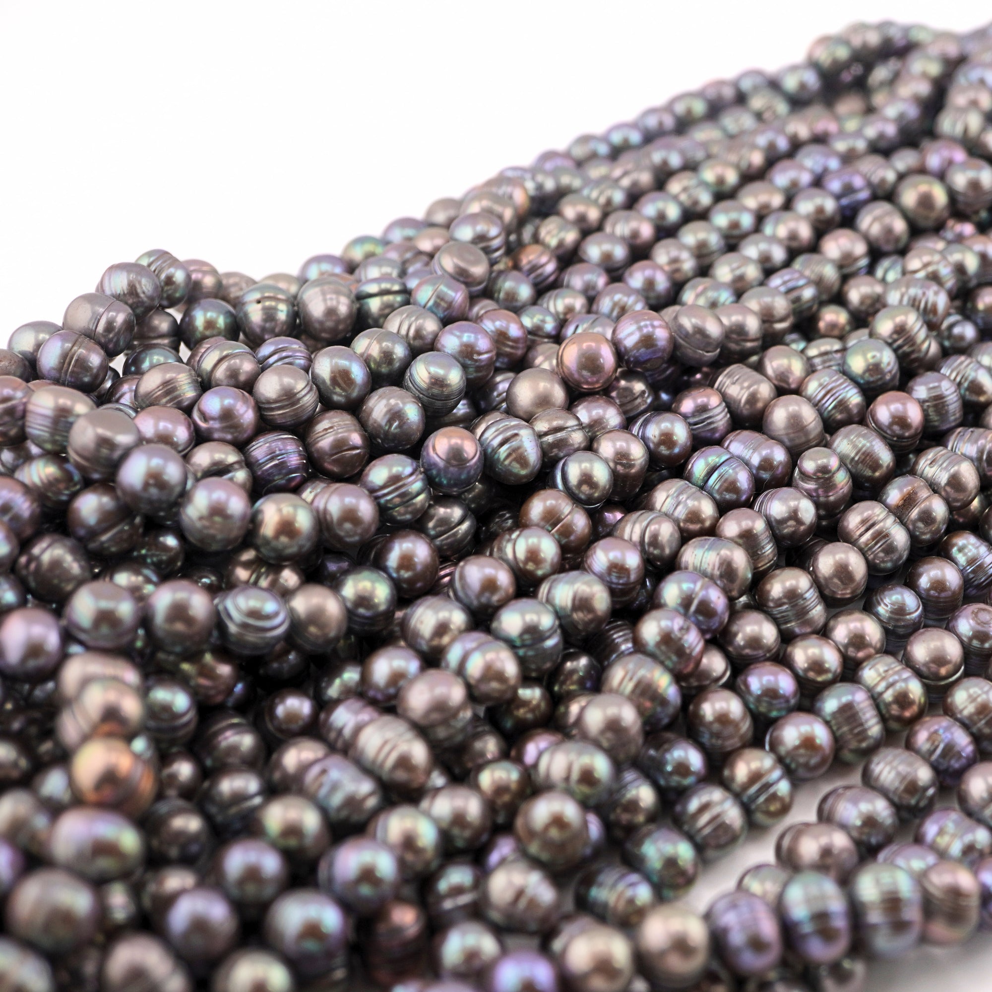 Peacock Near Round Freshwater Pearls Beads