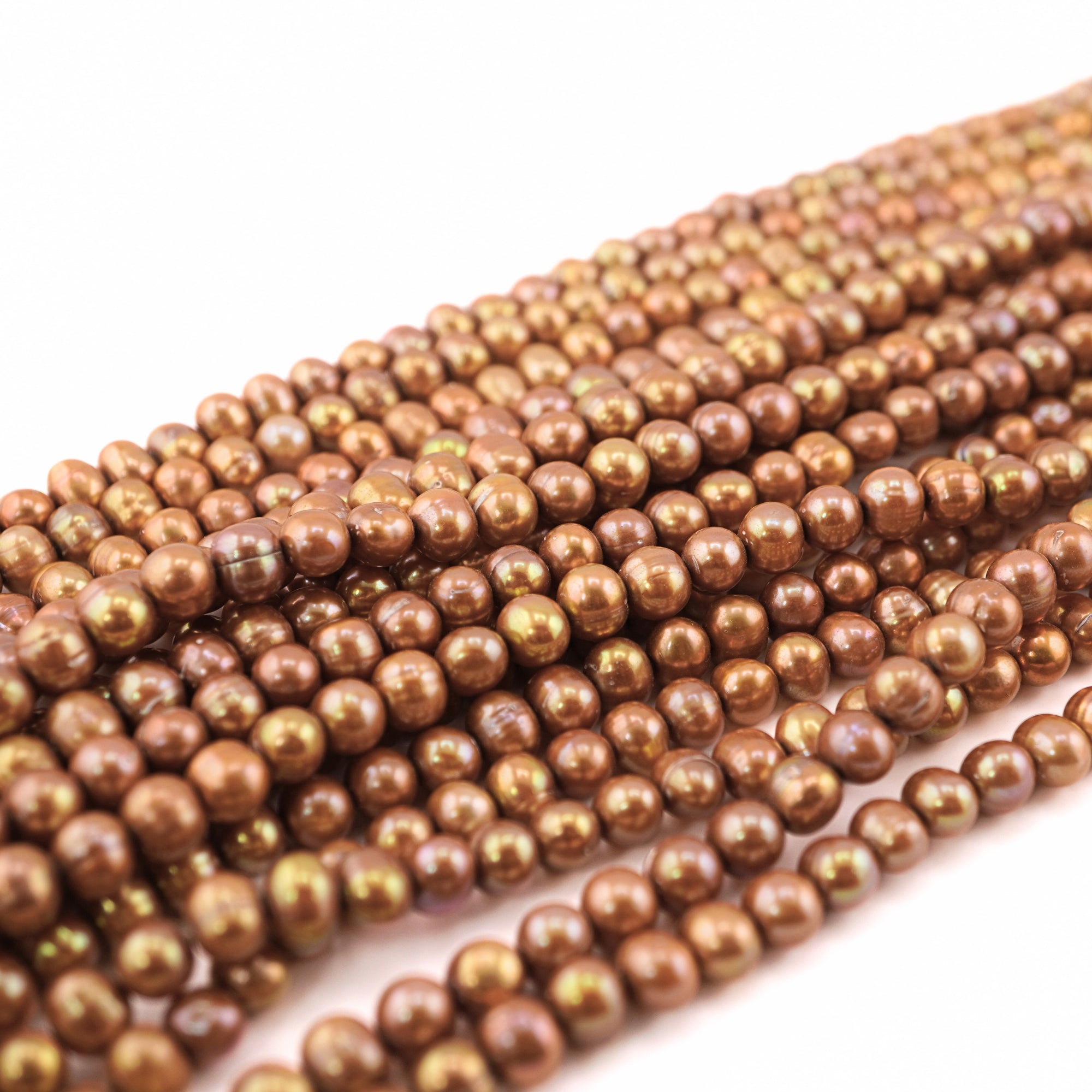 7 x 6  MM Golden Oval Freshwater Pearls Beads