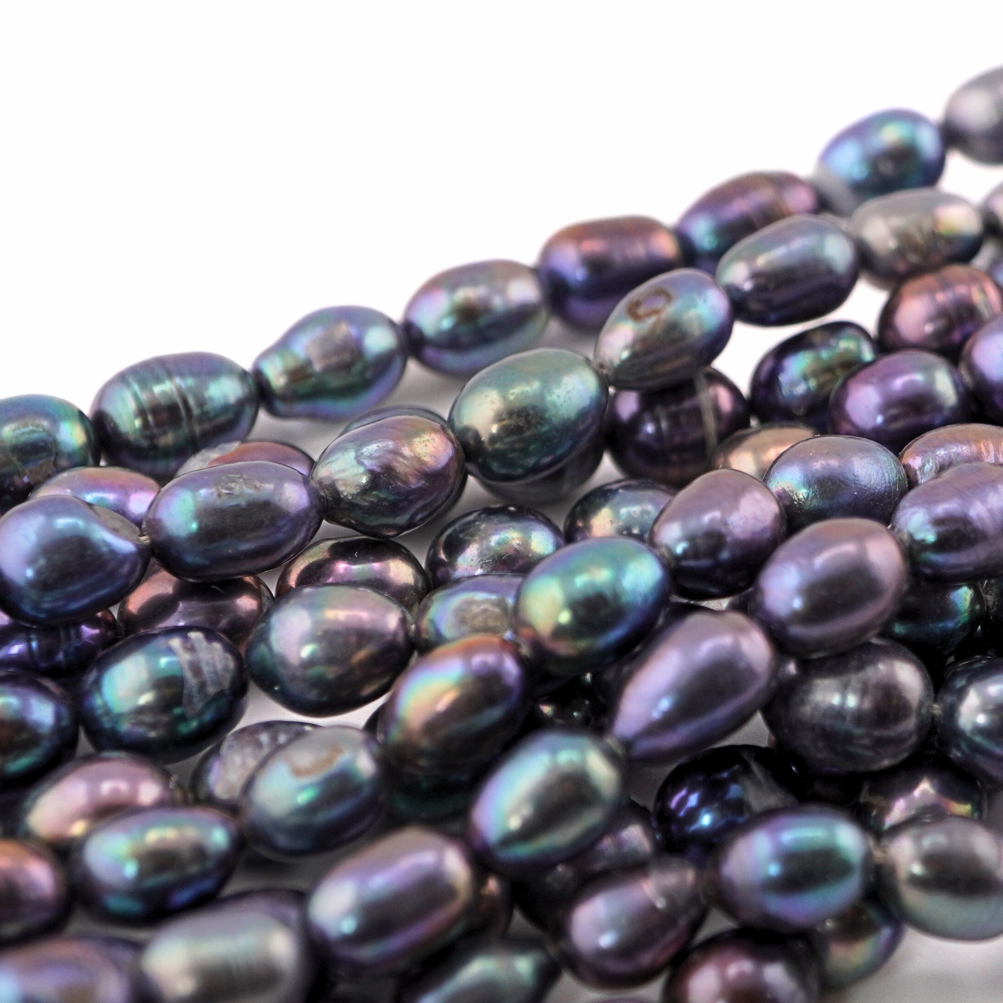 9 x 7 - 9 x 8 MM Peacock Oval Freshwater Pearls Beads