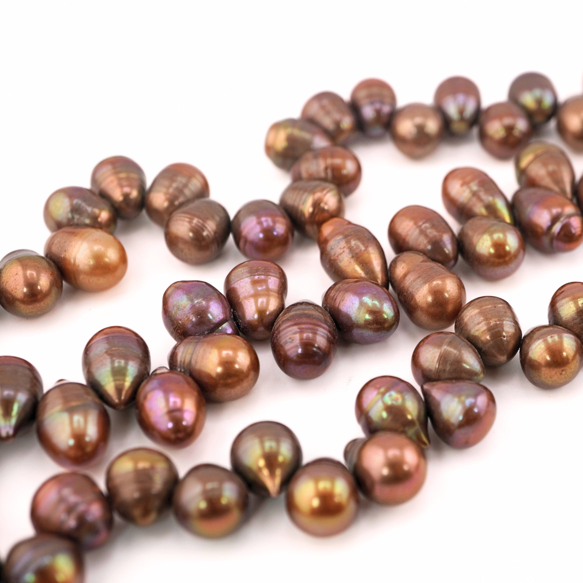 13 x 9 - 10 x 9 MM Golden Brown Oval Freshwater Pearls Beads