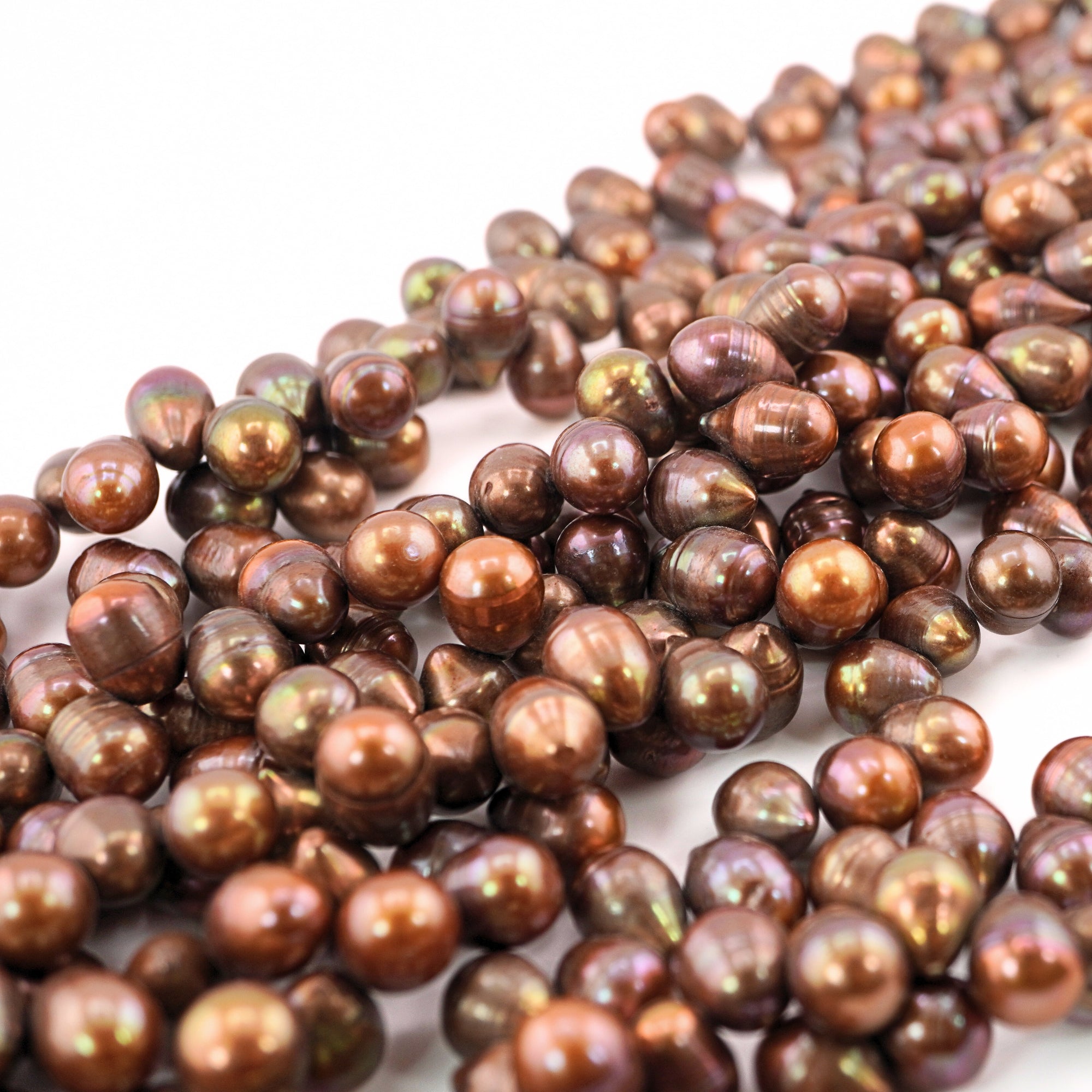 13 x 9 - 10 x 9 MM Golden Brown Oval Freshwater Pearls Beads