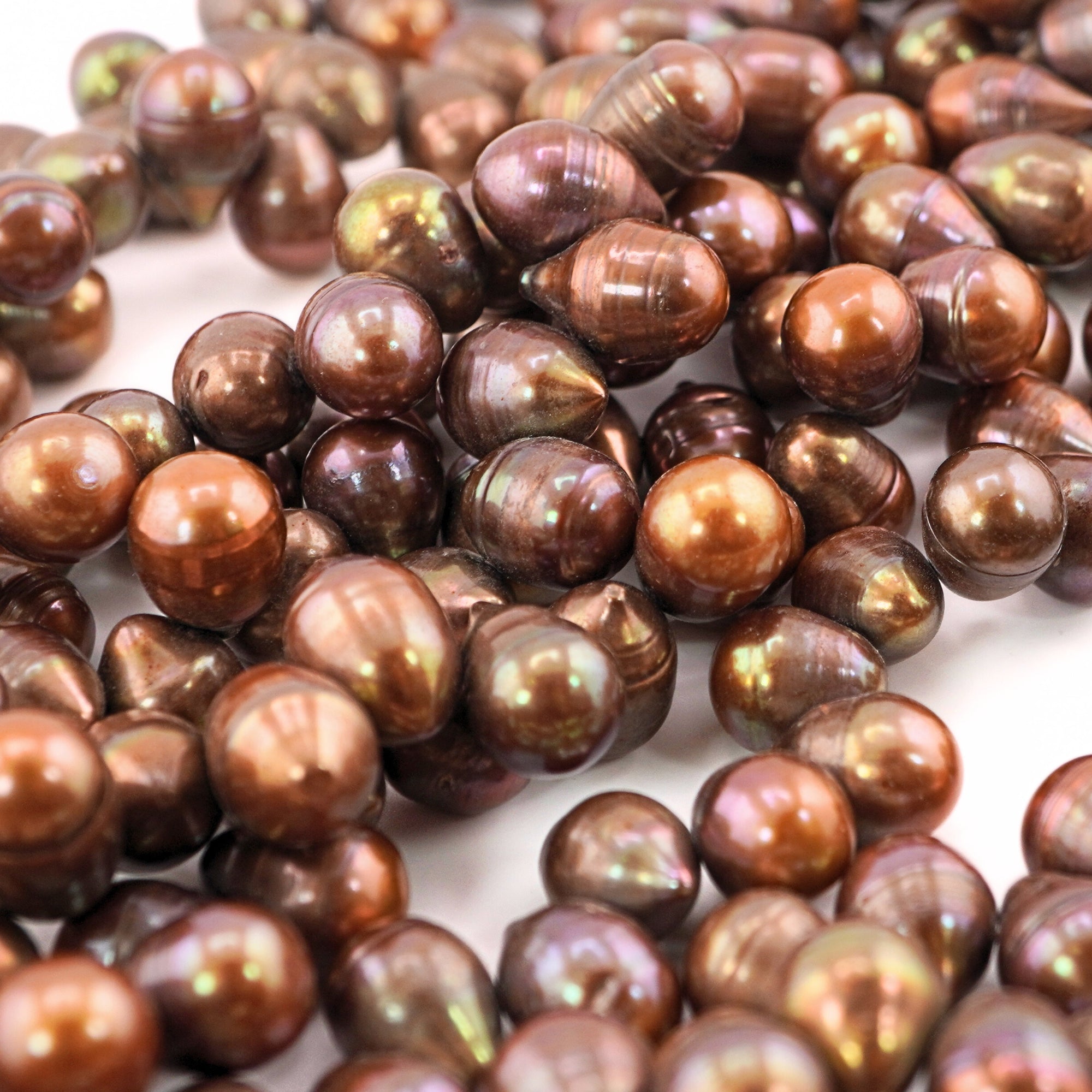 13 x 9 - 10 x 9 MM Golden Brown Oval Freshwater Pearls Beads