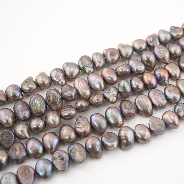 9 x 6 - 12 x 6 MM Peacock Gray Round Freshwater Pearls Beads