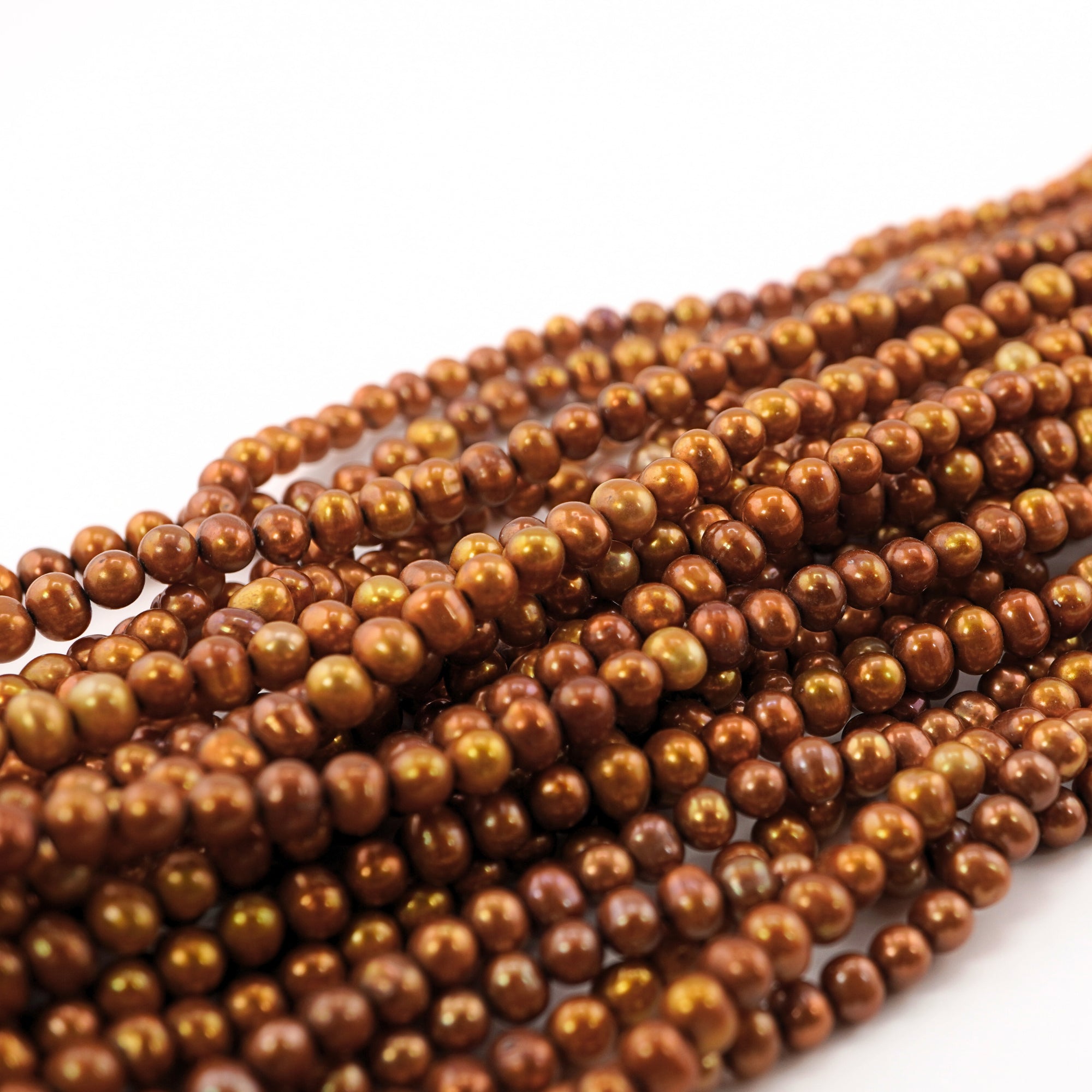 Golden Near Round Freshwater Pearls Beads