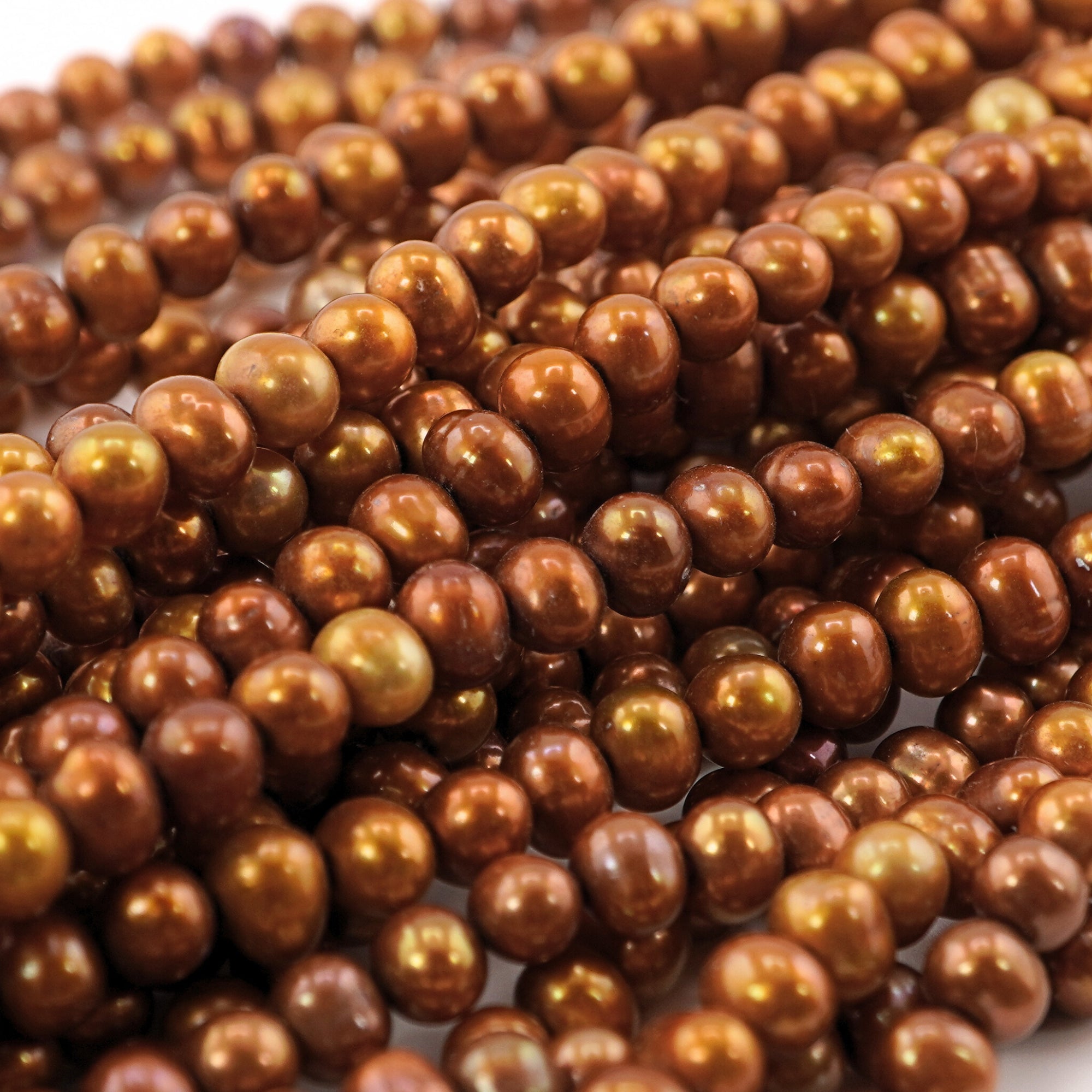 Golden Near Round Freshwater Pearls Beads