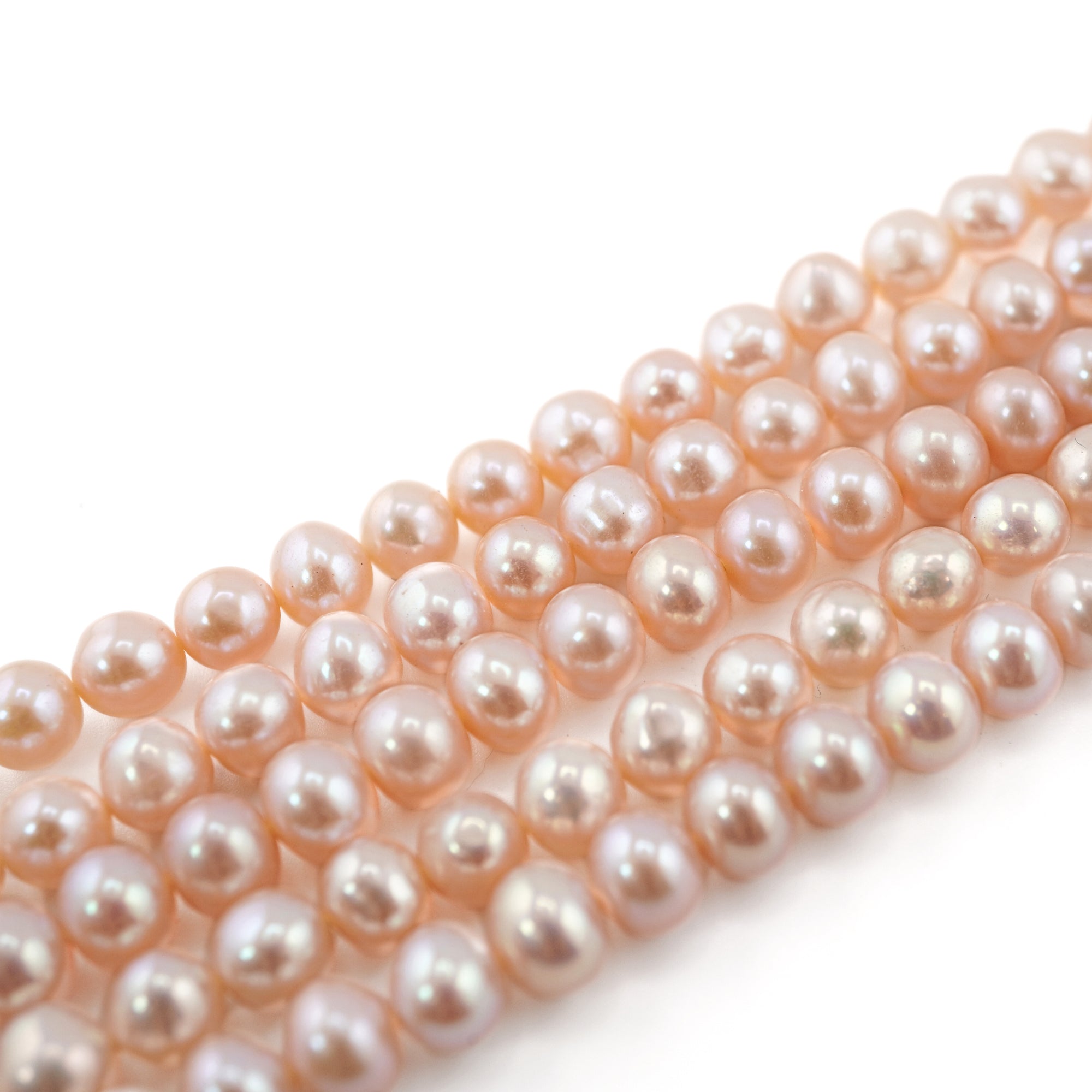 6 - 6.5 MM Pink Round Freshwater Pearls Beads