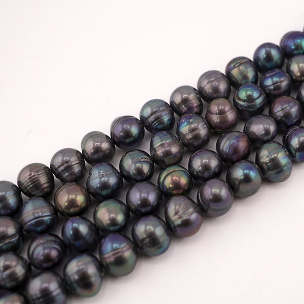 10 x 9 MM Peacock Round Freshwater Pearls Beads