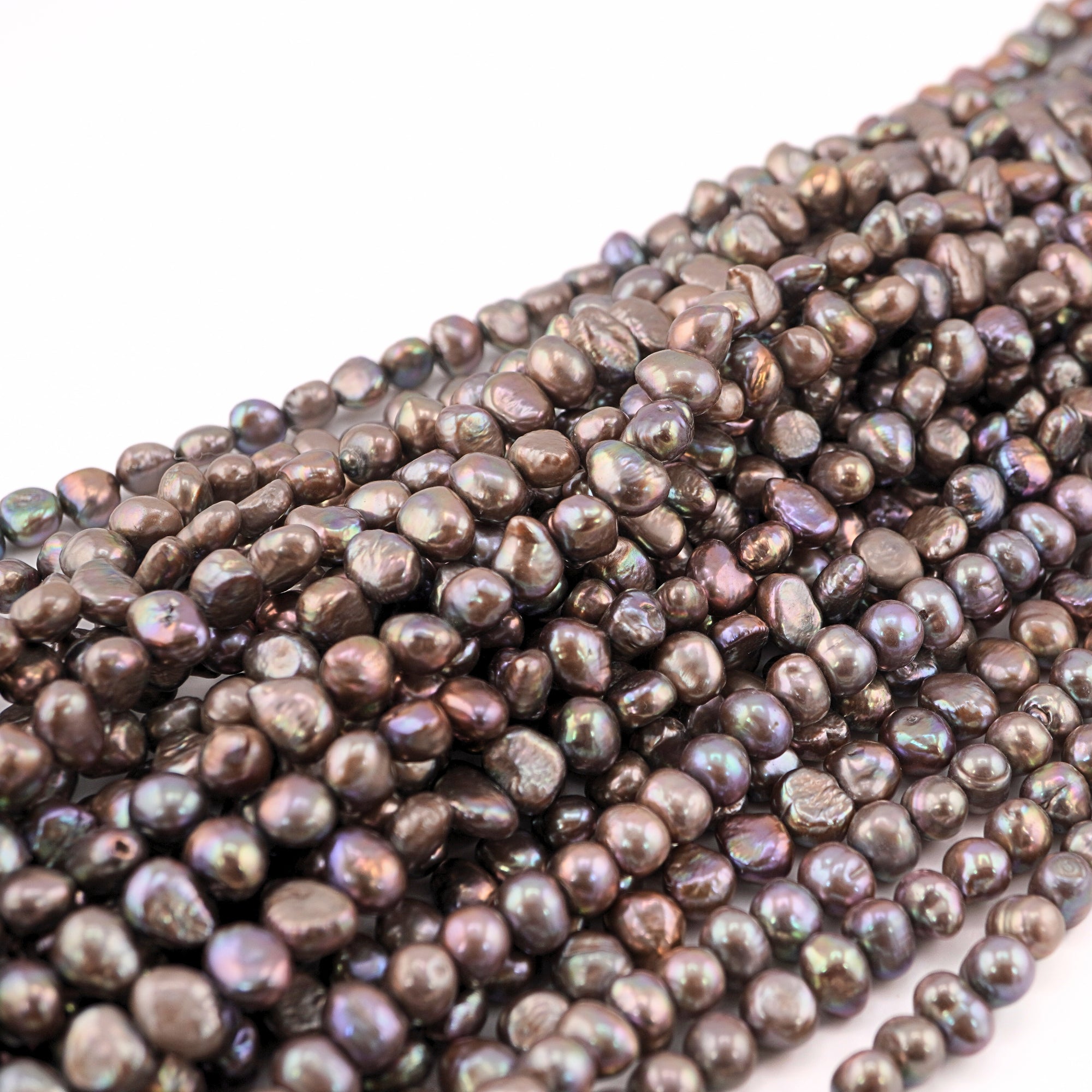 11 x 8 - 8 x 7 MM Peacock Baroque Freshwater Pearls Beads