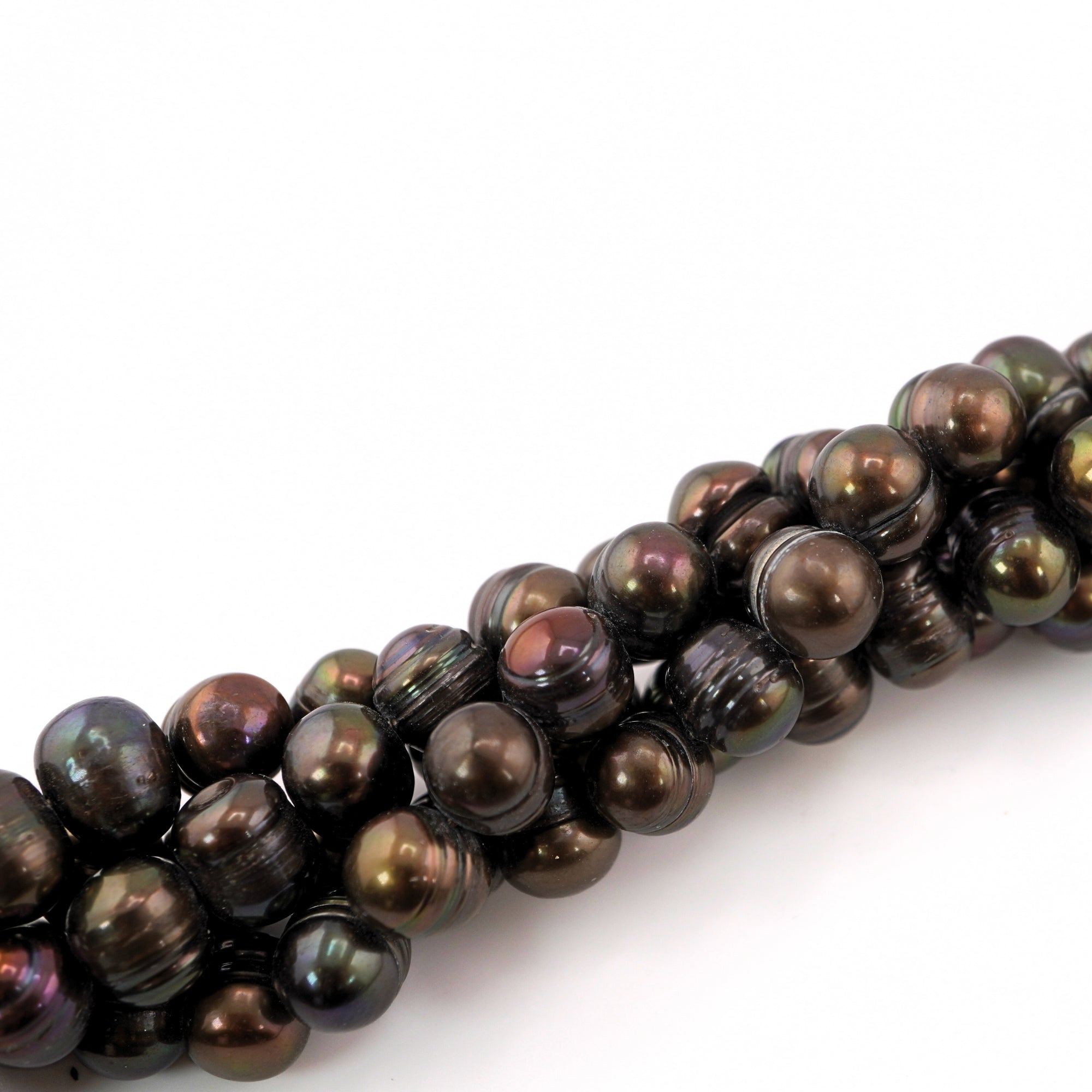 11 x 9 MM Peacock Black Oval Freshwater Pearls Beads