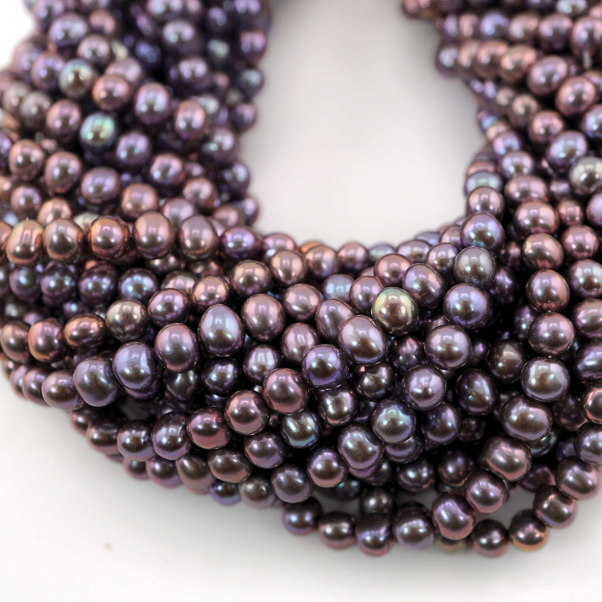 5 - 6 MM Peacock Near Round Freshwater Pearls Beads