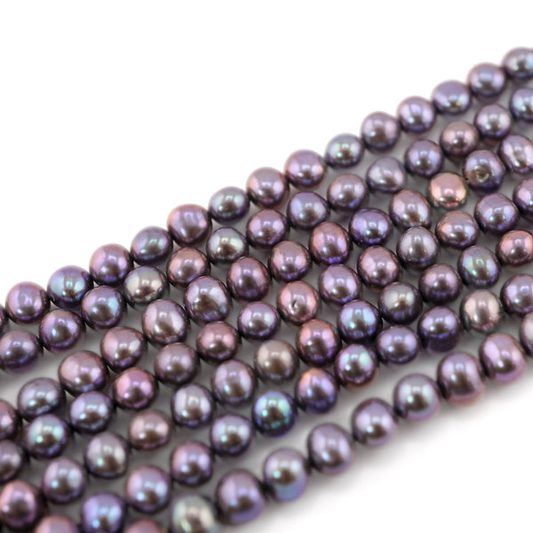 5 - 6 MM Peacock Round Freshwater Pearls Beads