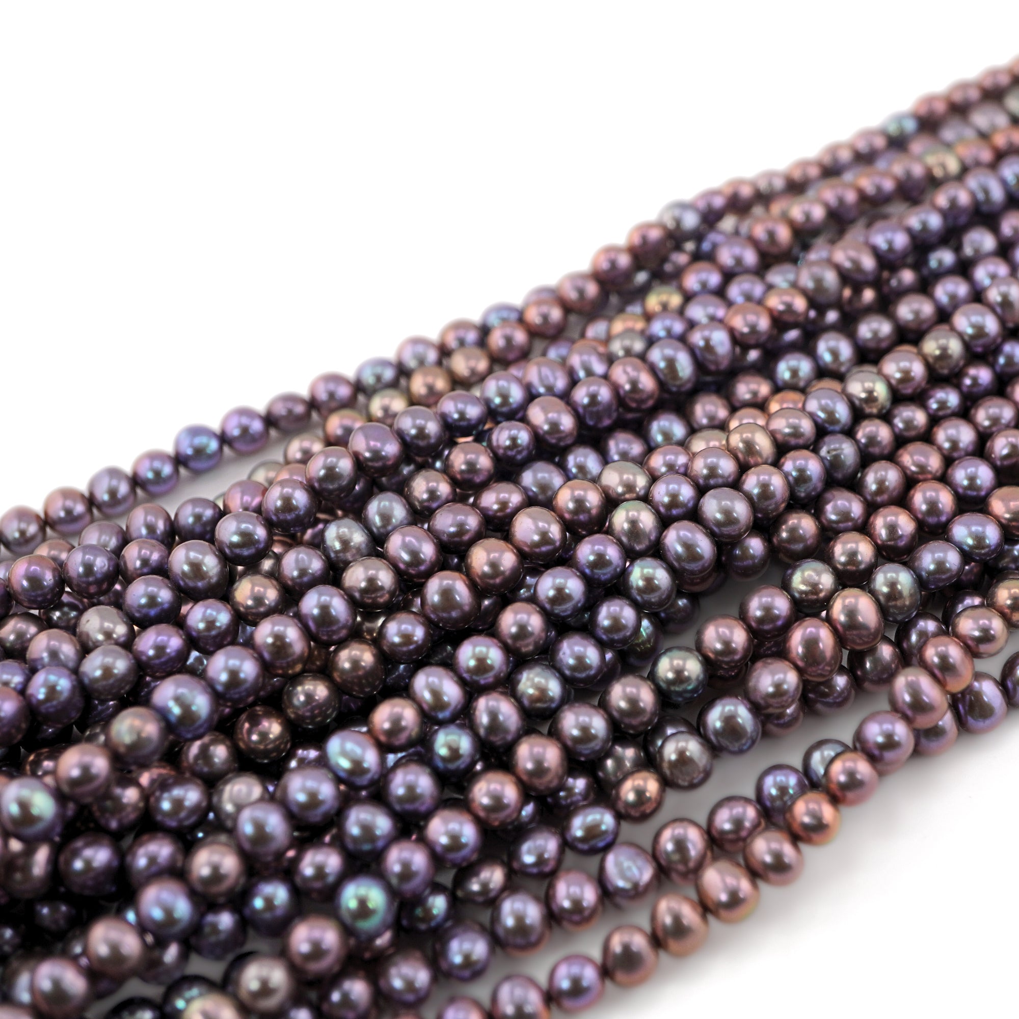 5 - 6 MM Peacock Near Round Freshwater Pearls Beads