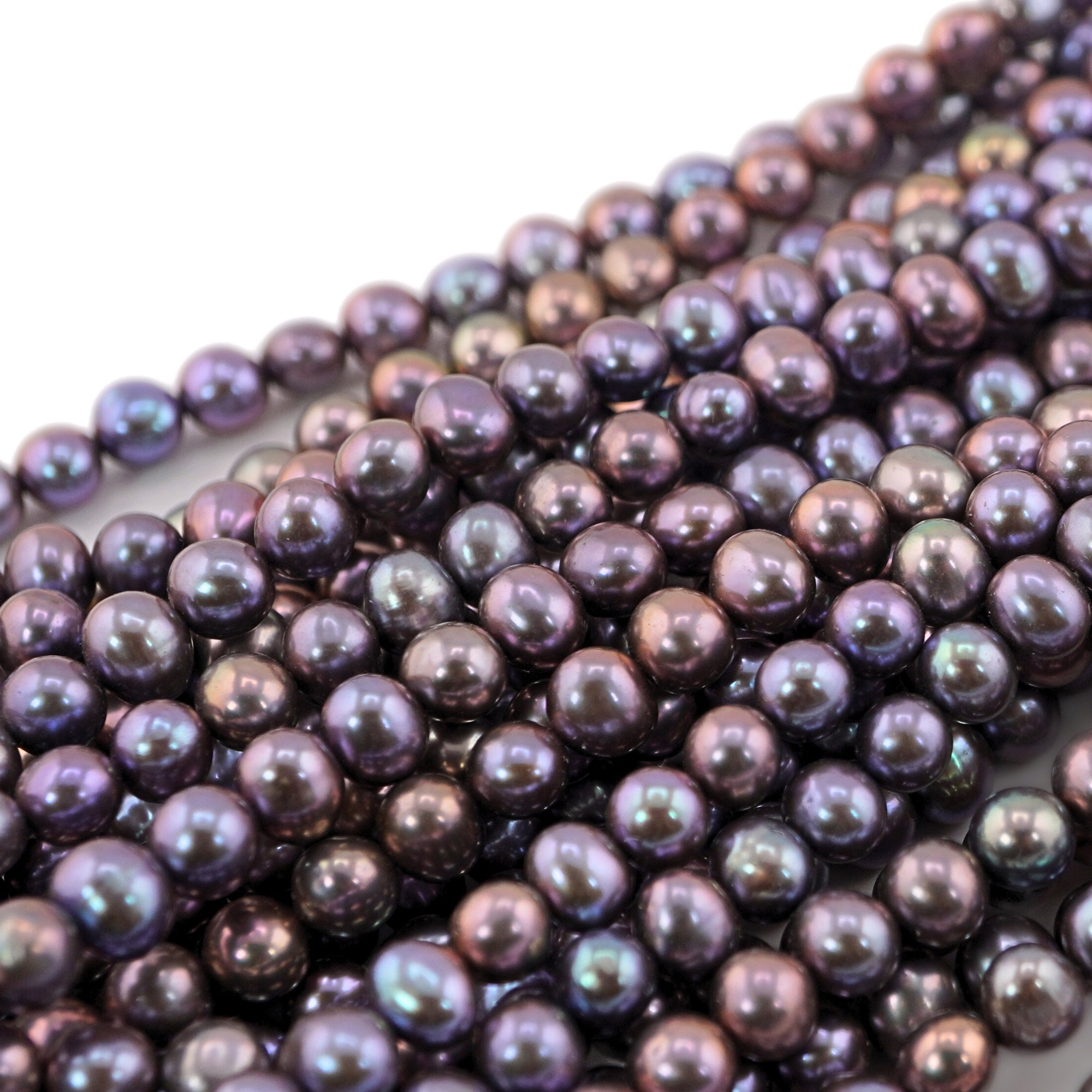 5 - 6 MM Peacock Near Round Freshwater Pearls Beads