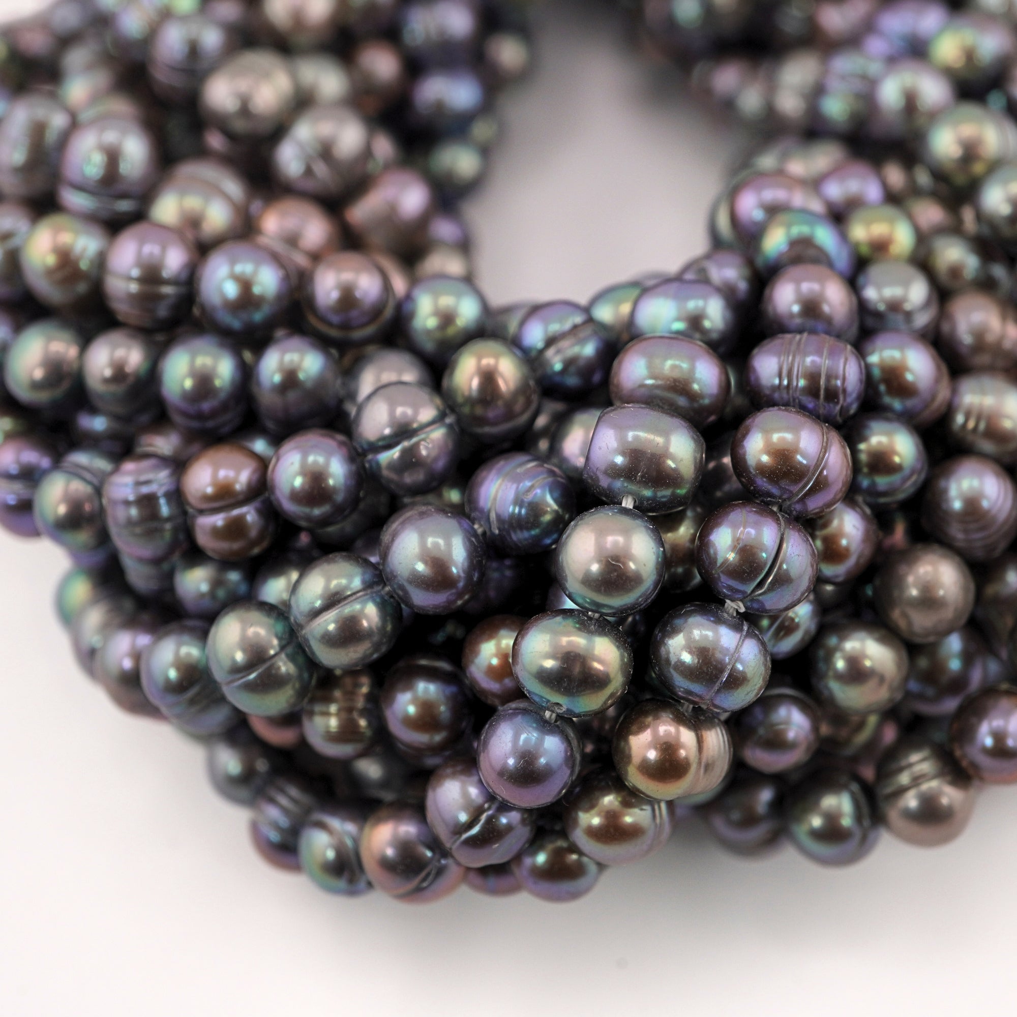 7 x 6 MM Peacock Oval Freshwater Pearls Beads