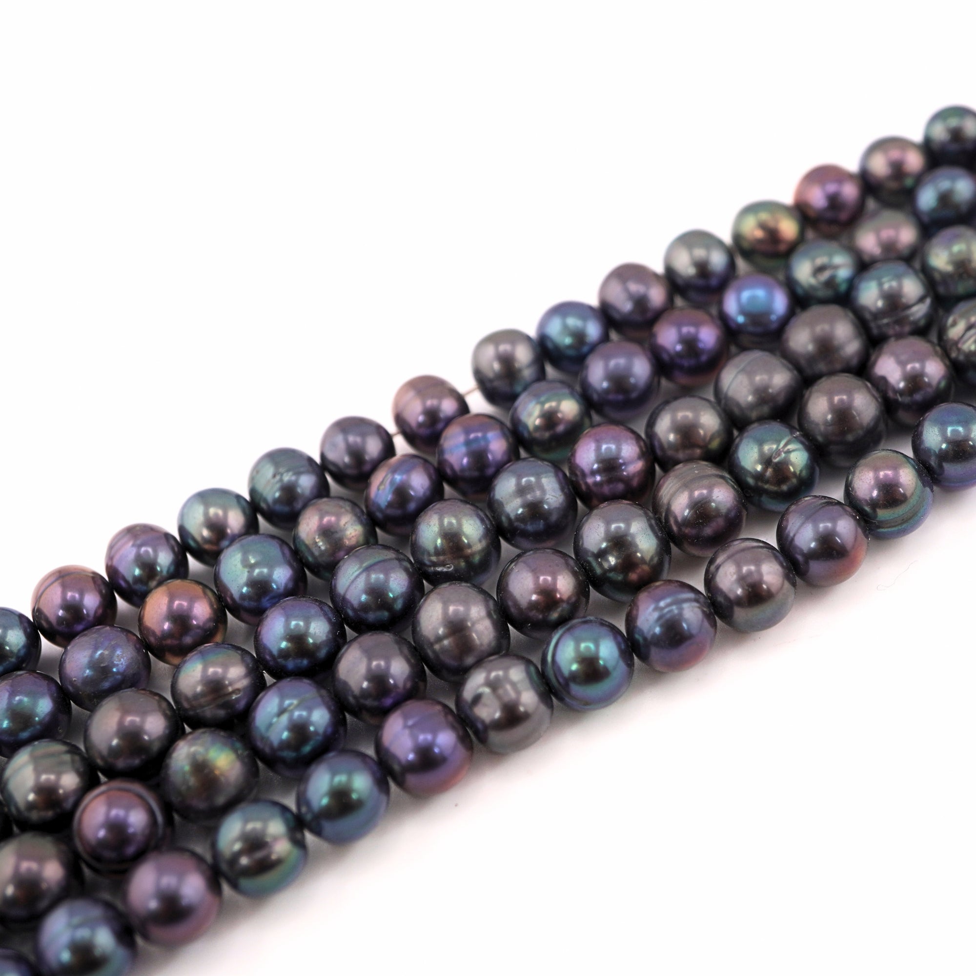 Peacock Near Round Freshwater Pearls Beads