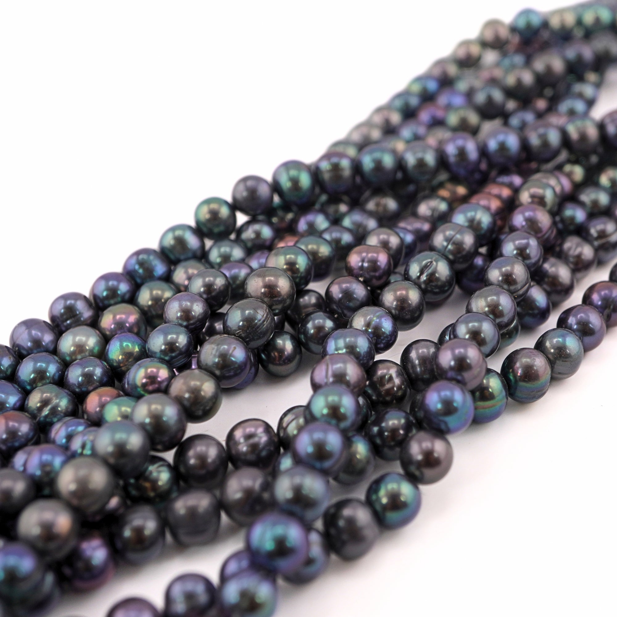 Peacock Near Round Freshwater Pearls Beads