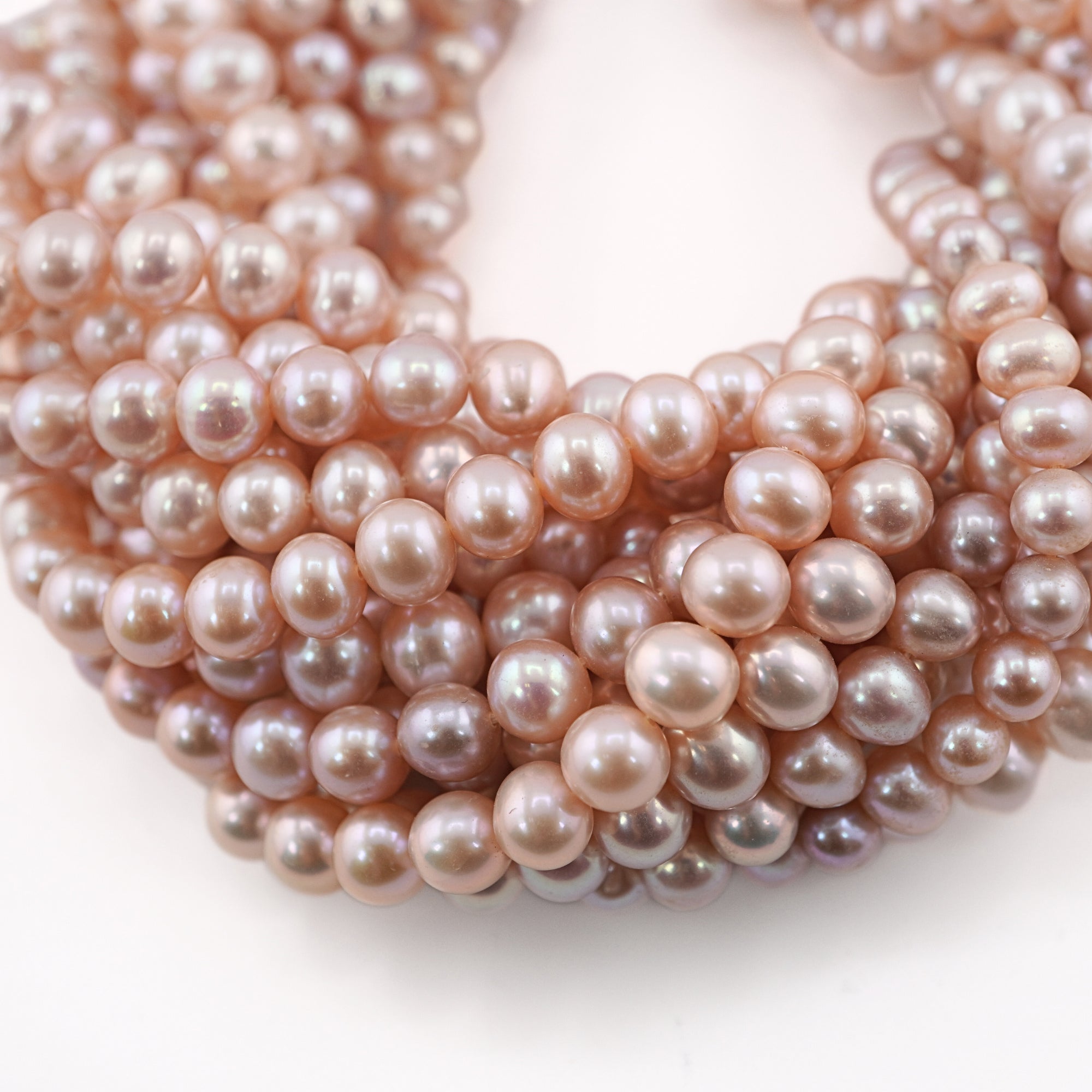 Pink Near Round Freshwater Pearls Beads