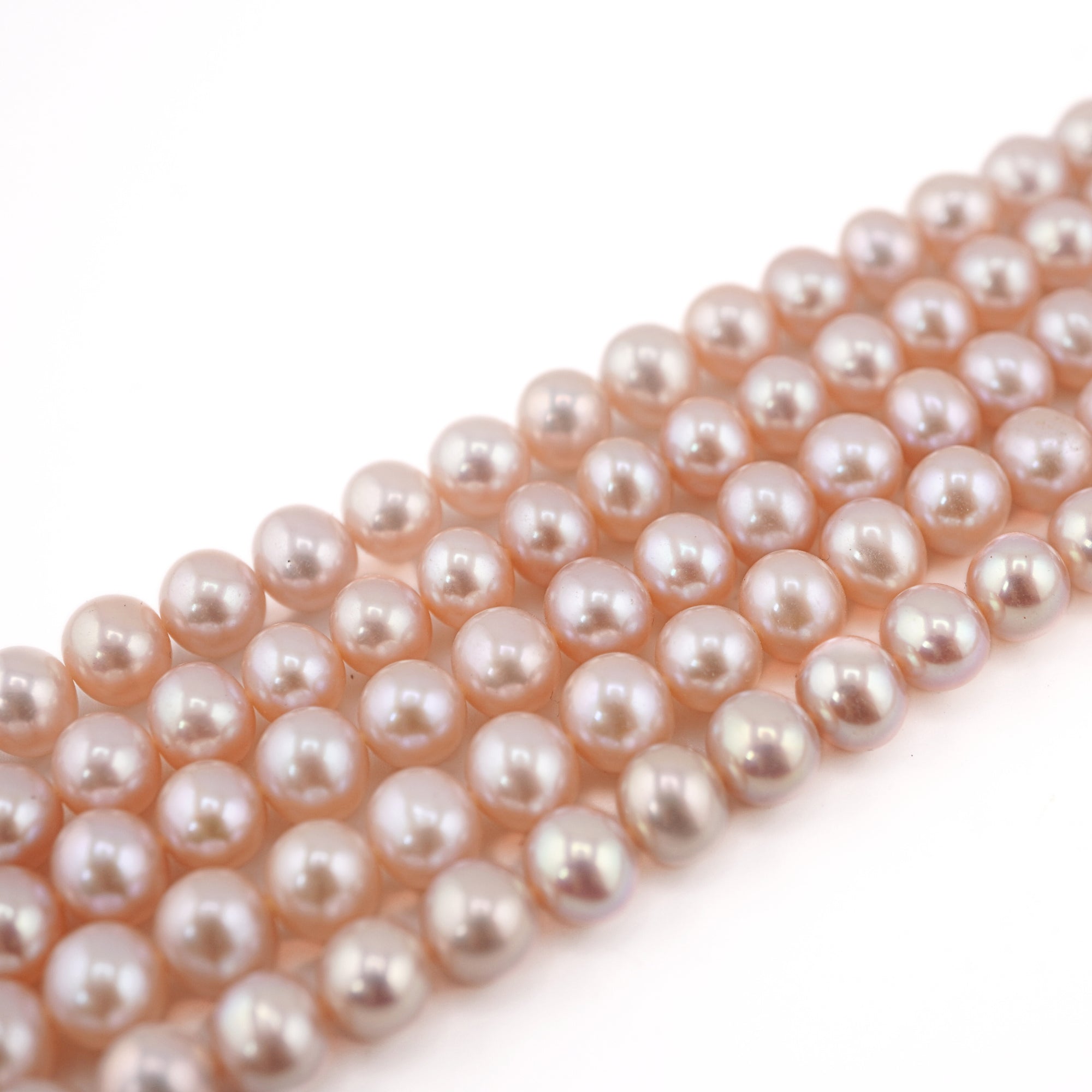 8 - 7 MM Pink Near Round Freshwater Pearls Beads