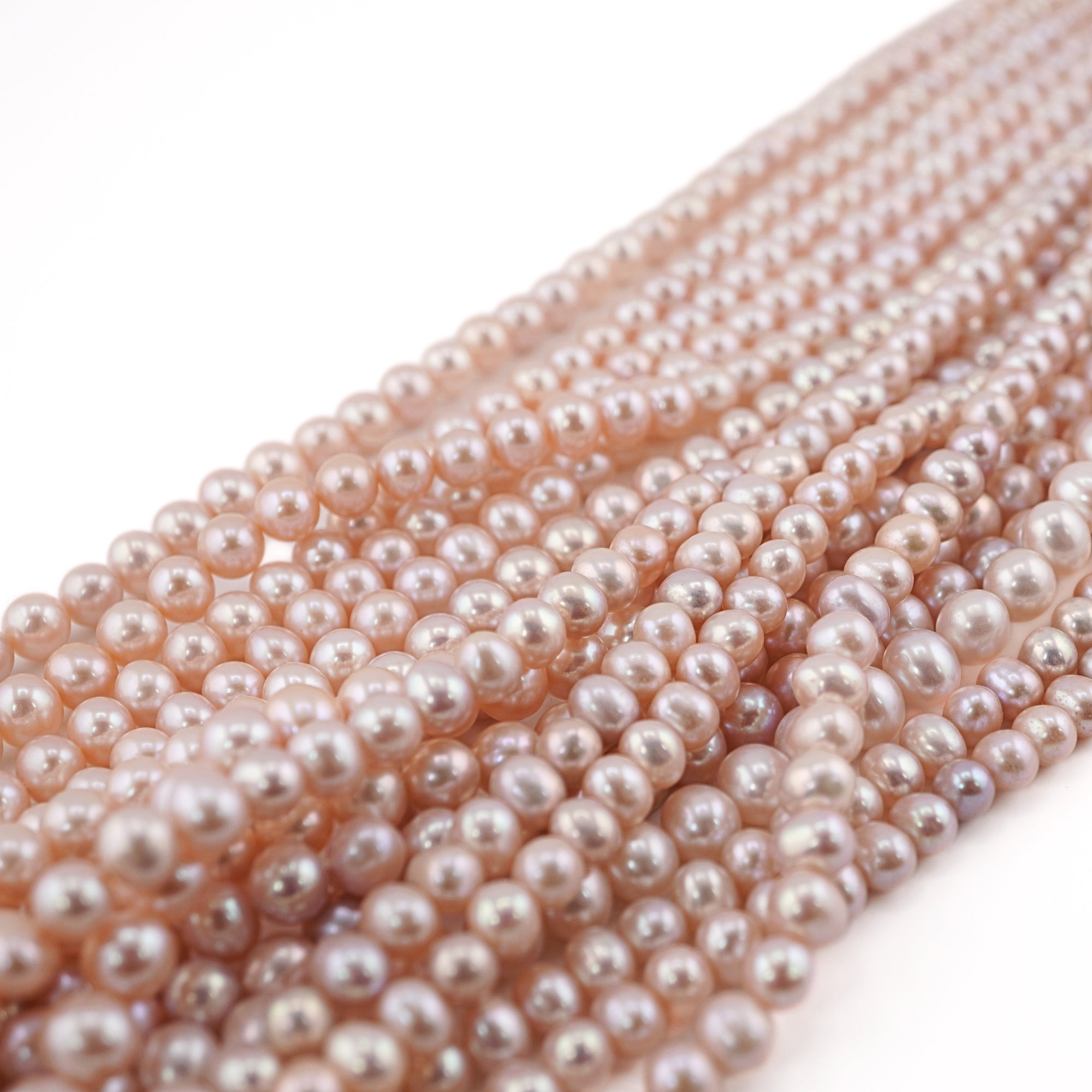 Pink Near Round Freshwater Pearls Beads