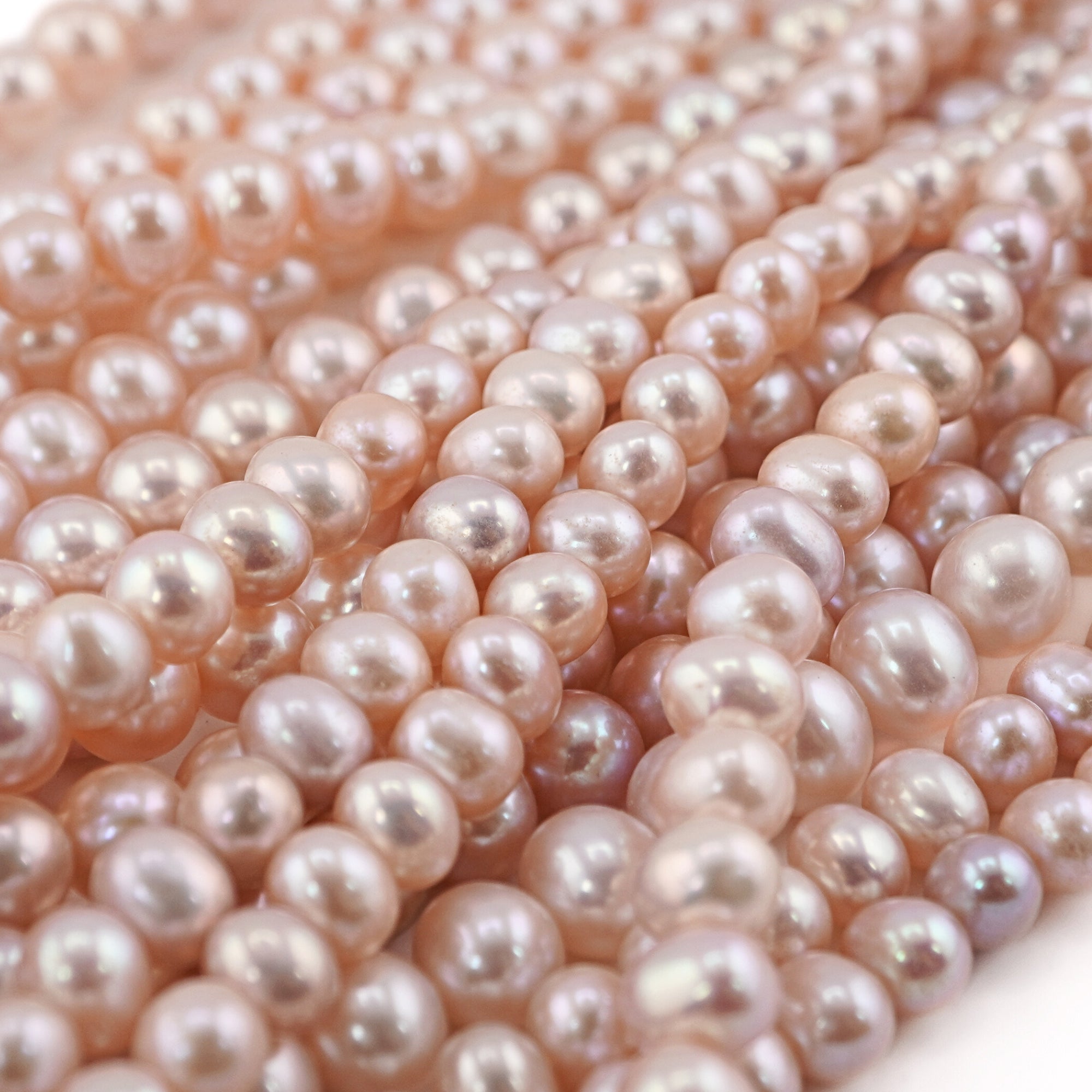 8 - 7 MM Pink Near Round Freshwater Pearls Beads