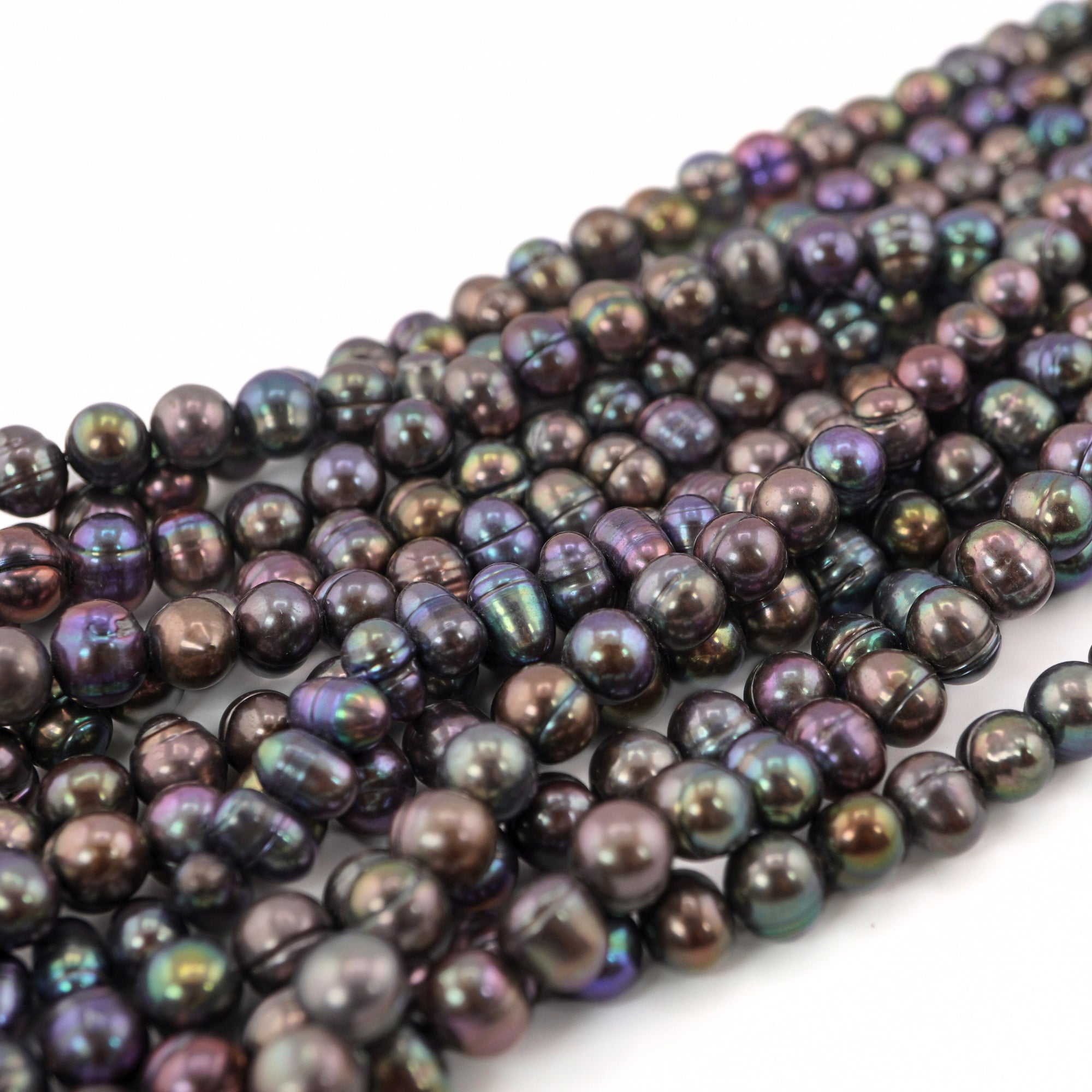 Peacock Near Round Freshwater Pearls Beads