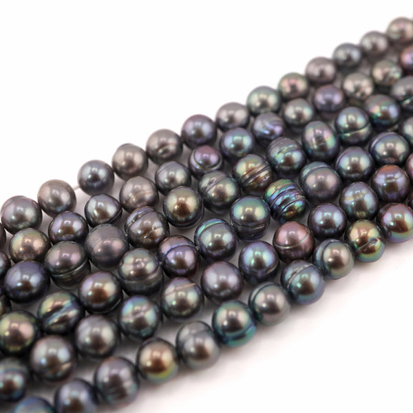 5 - 7 MM Peacock Round Freshwater Pearls Beads