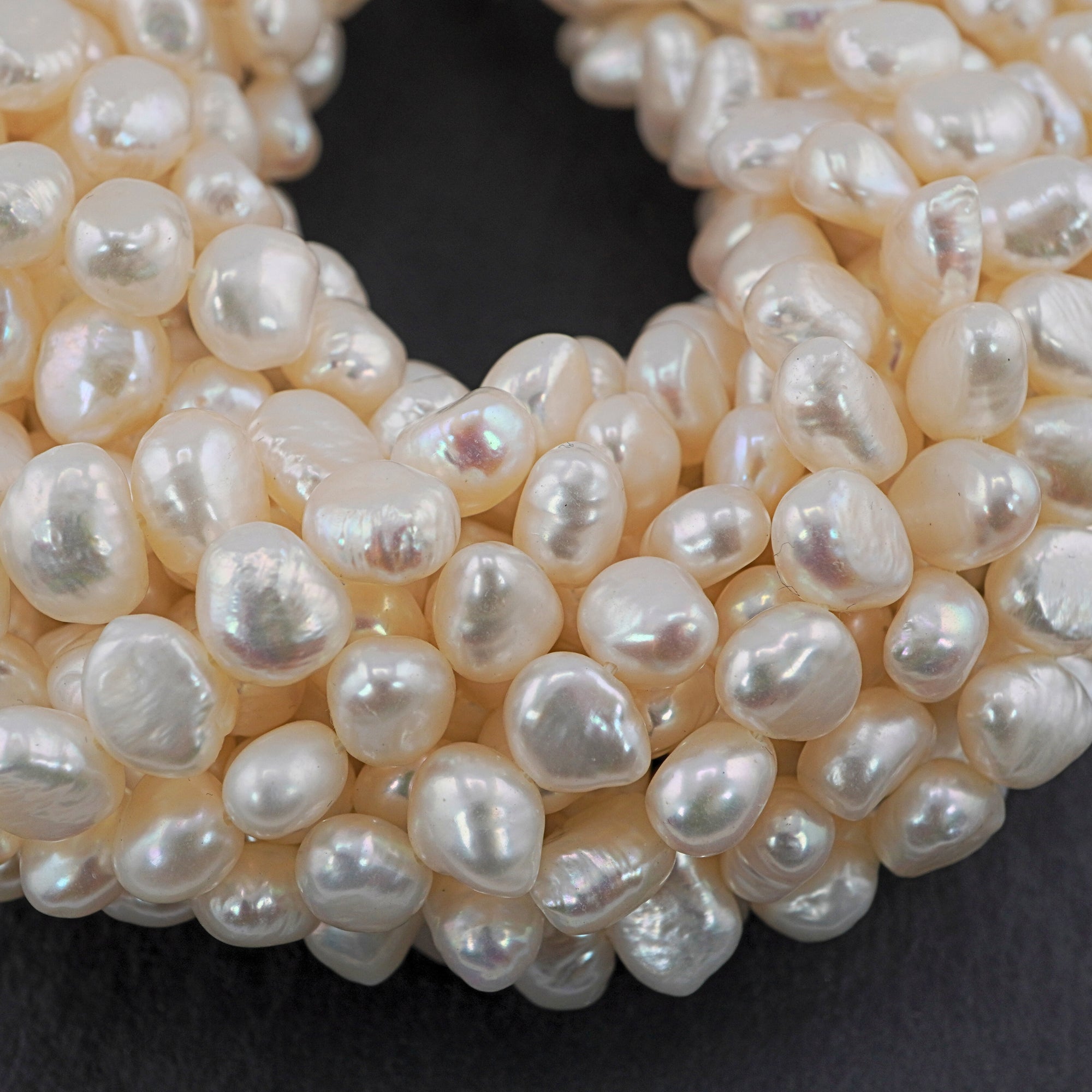 8 x 5 - 7 x 4 MM White Baroque Freshwater Pearls Beads